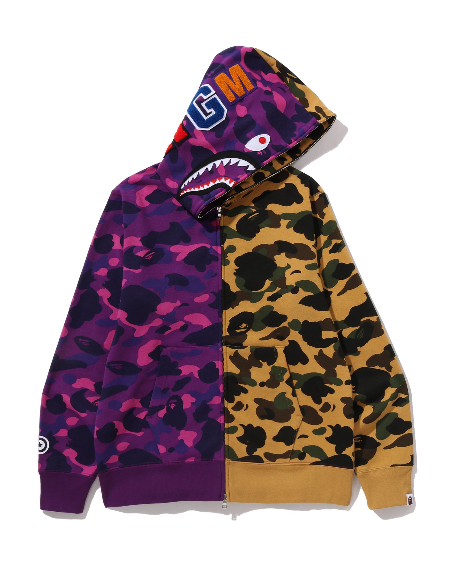 A BATHING APE® Split Camo Shark Full Zip Hoodie | Bape official
