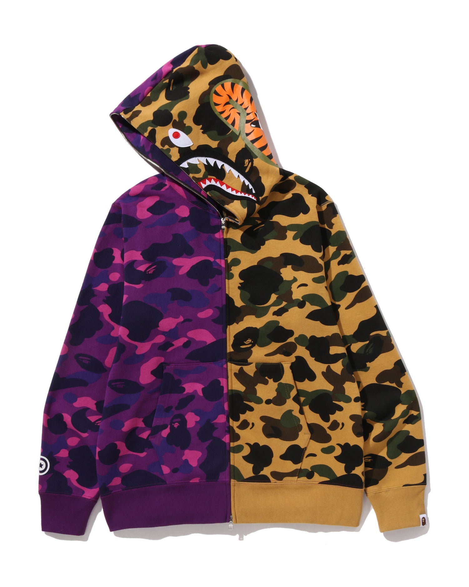 A BATHING APE® Split Camo Shark Full Zip Hoodie | Bape official