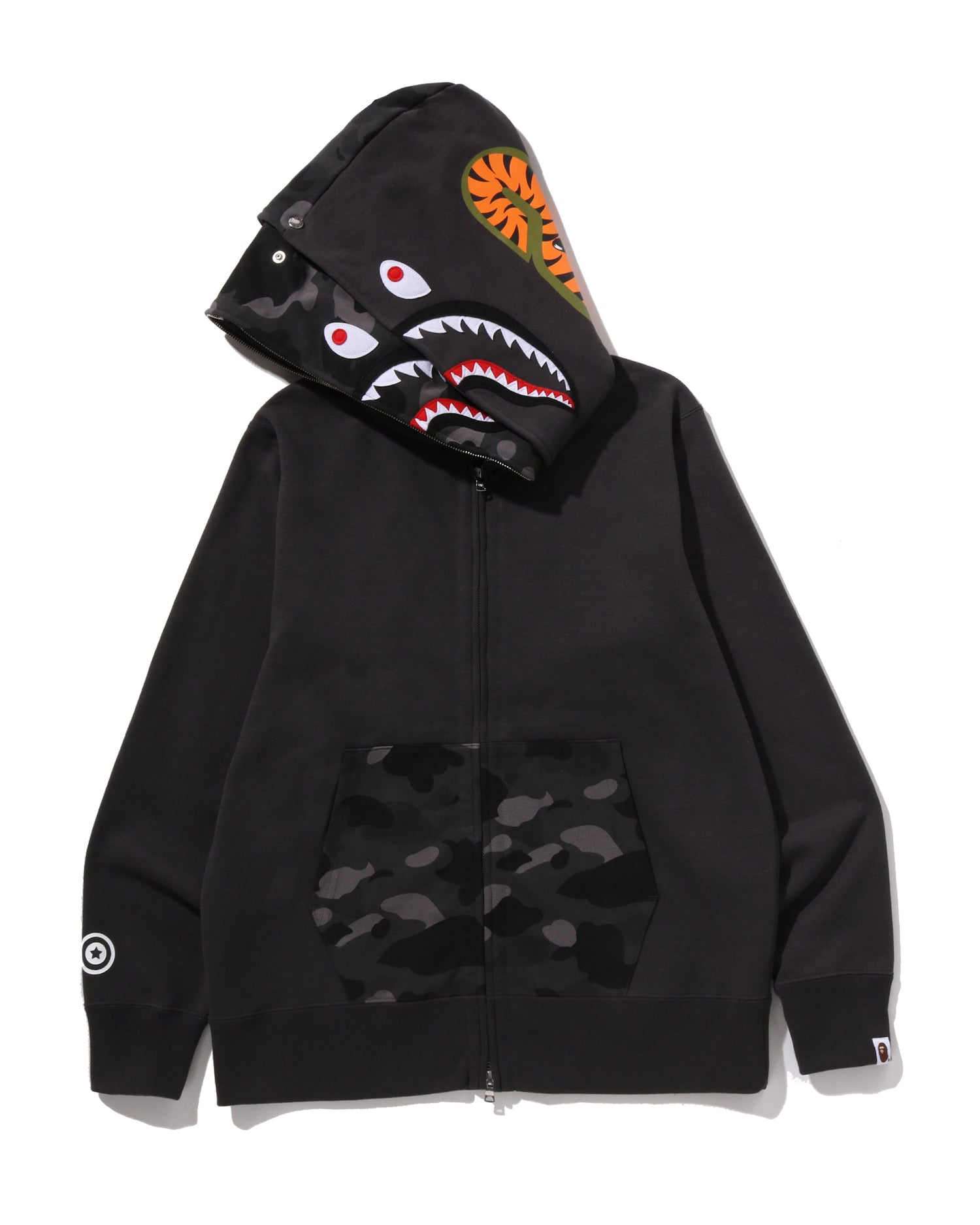 A BATHING APE® Color Camo Shark Full Zip Double Hoodie | Bape