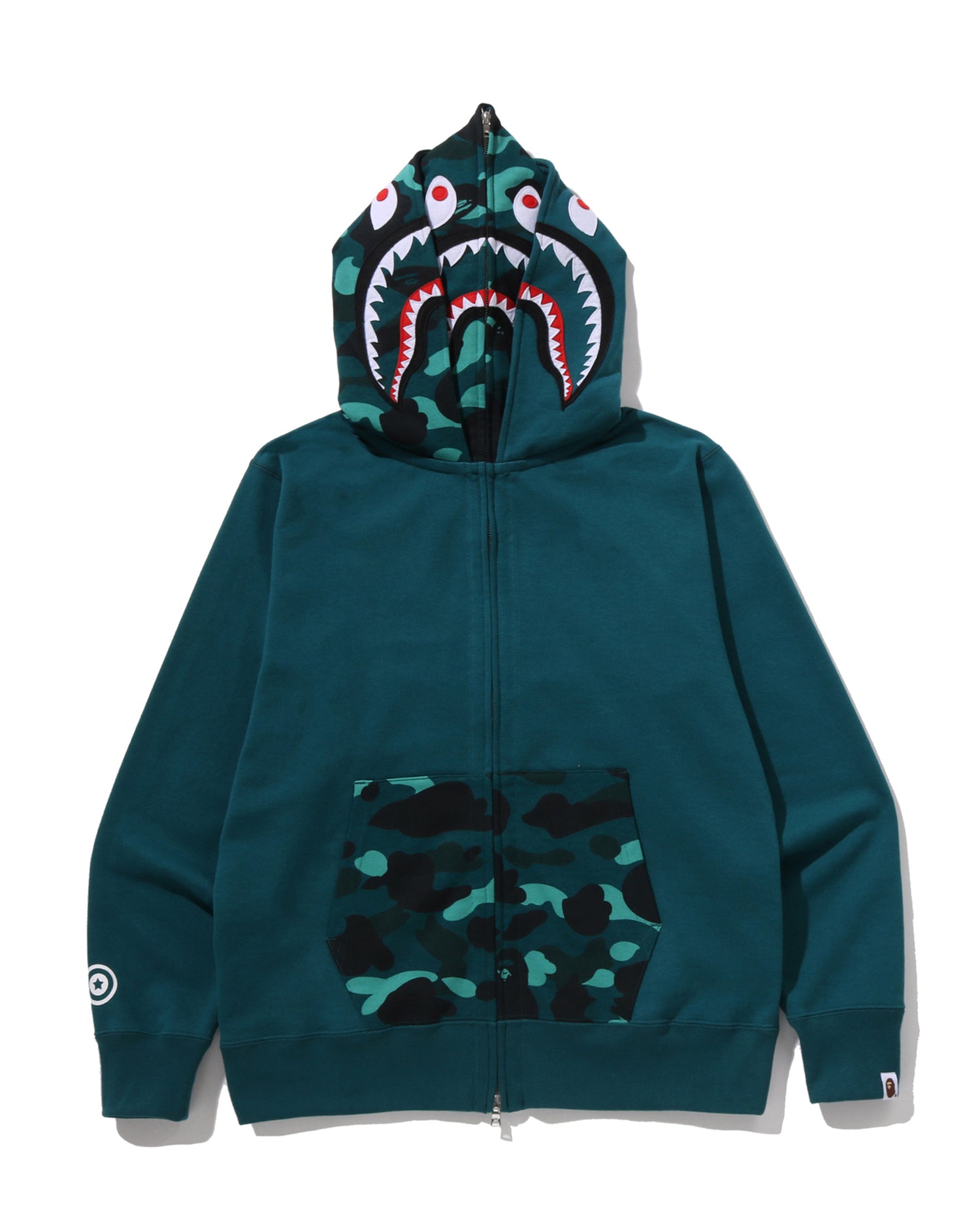 A BATHING APE® Color Camo Shark Full Zip Double Hoodie | Bape