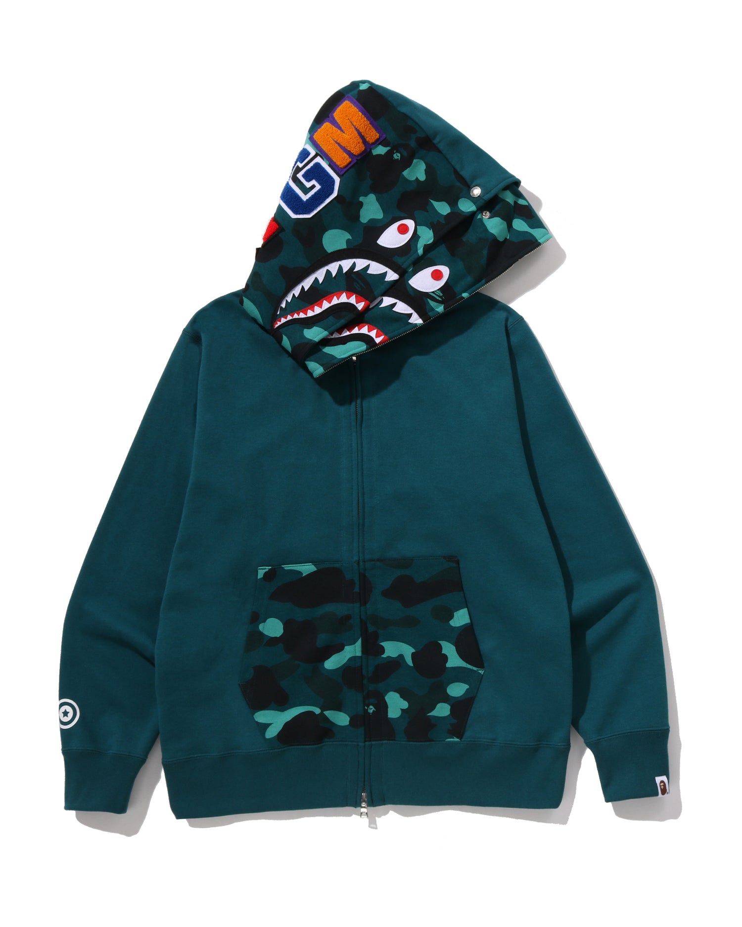 A BATHING APE® Color Camo Shark Full Zip Double Hoodie | Bape