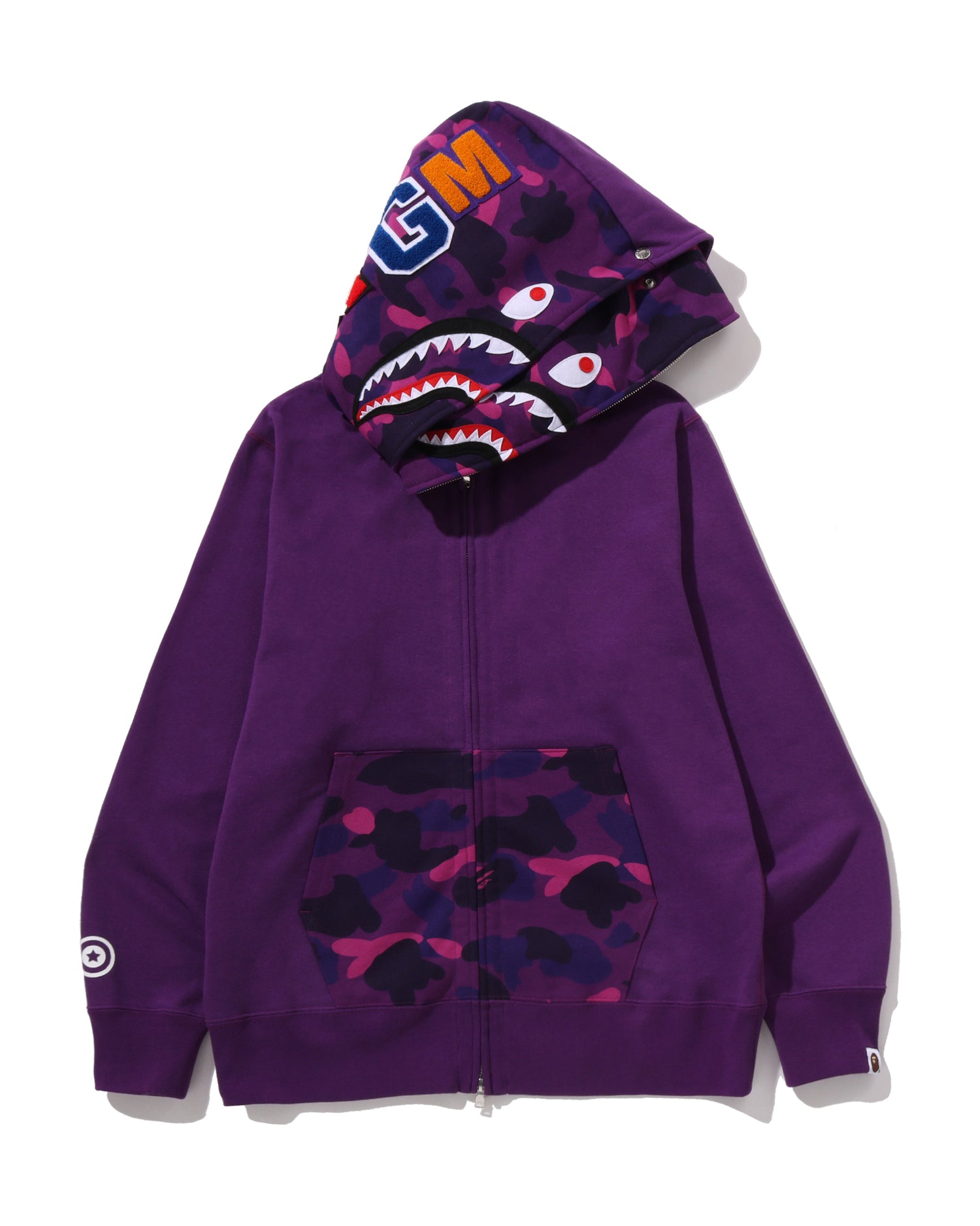 A BATHING APE® Color Camo Shark Full Zip Double Hoodie | Bape