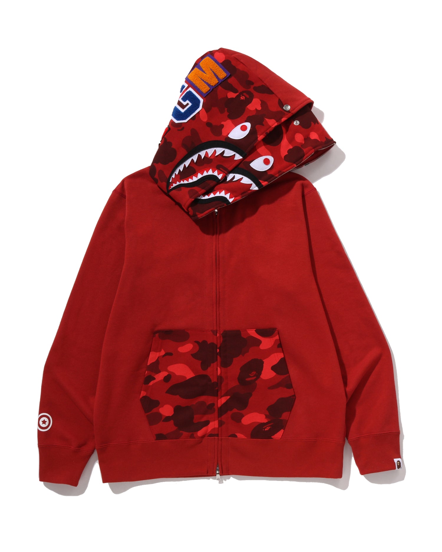 A BATHING APE® Color Camo Shark Full Zip Double Hoodie | Bape