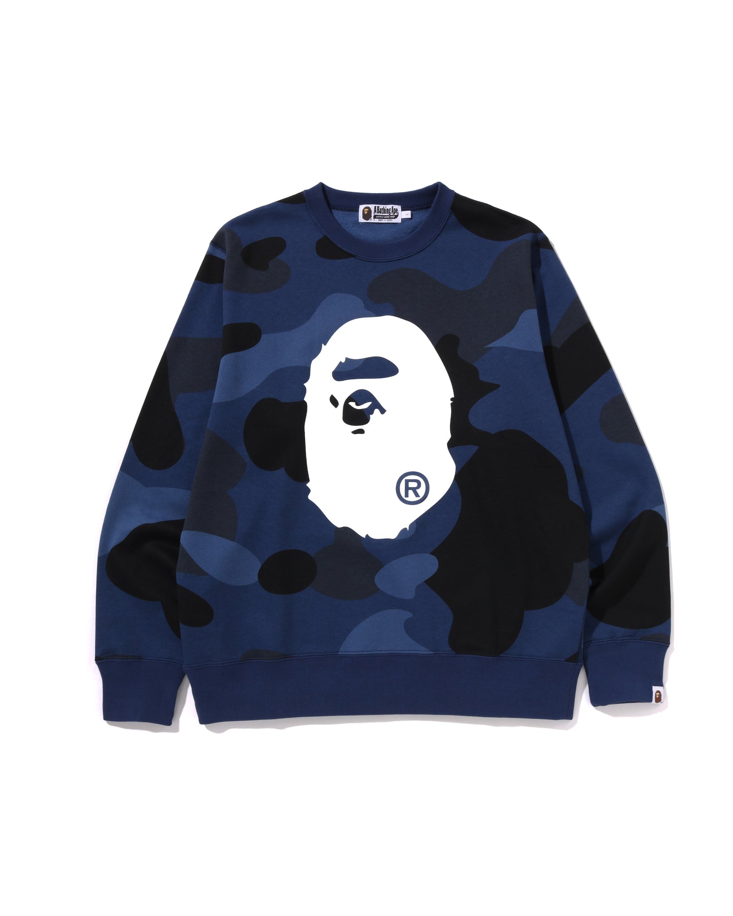【ベアーページです】 A BATHING APE® Mega Color Camo Big Ape Head Crewneck