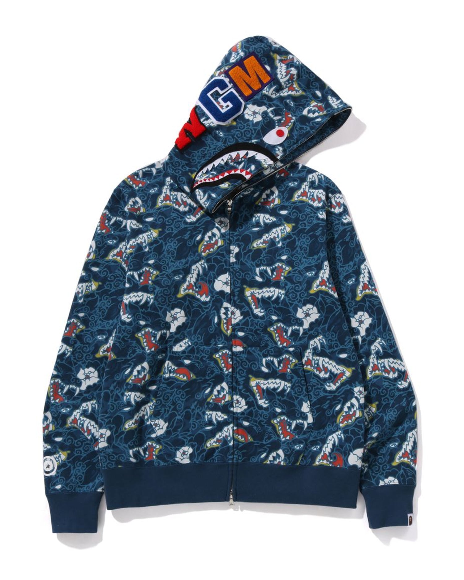 A BATHING APE Japanese Tattoo Camo Shark Fz Hoodie Bape official website INT.BAPE.COM