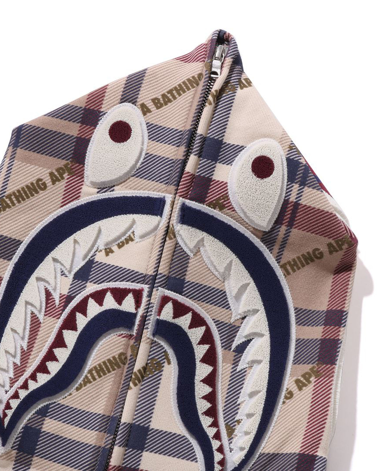 A BATHING APE® A Bathing Ape Logo Check Pattern Shark Full Zip Hoodie ...