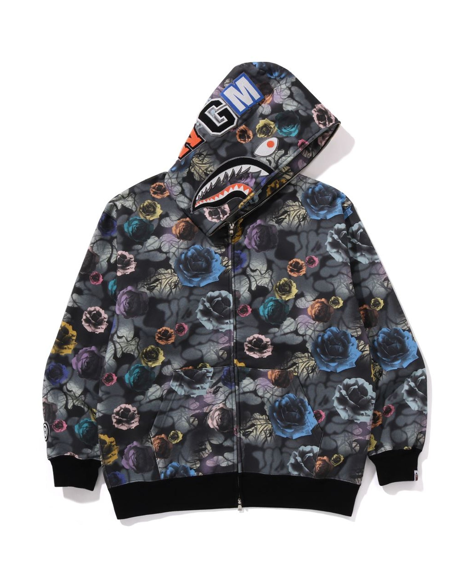 Floral Camo Shark Relaxed Fit Full Zip Hoodie