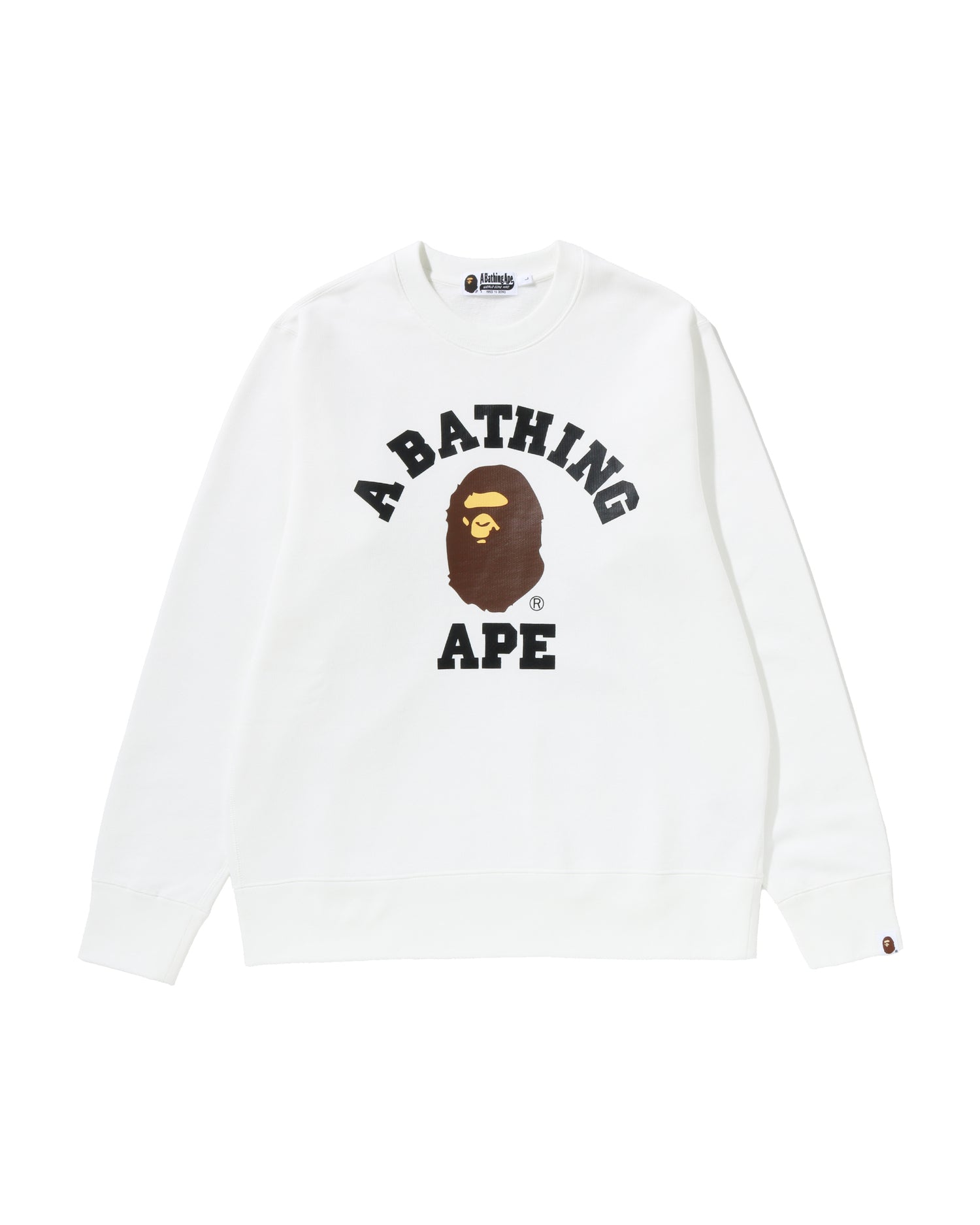 A BATHING APE スウェット ホワイト L A BATHING APE® College Crewneck Sweatshirt | Bape official website