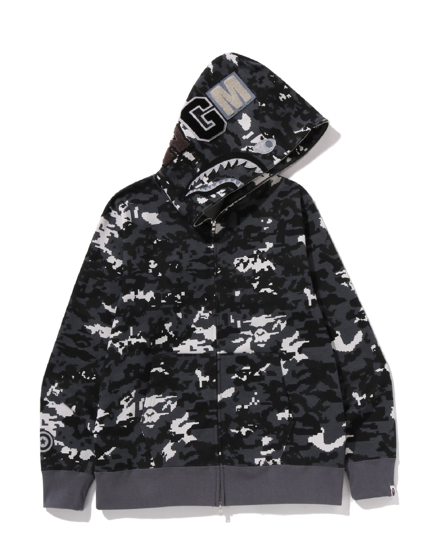 A BATHING APE® Multi Pixel Camo Shark Regular Fit Full Zip Hoodie