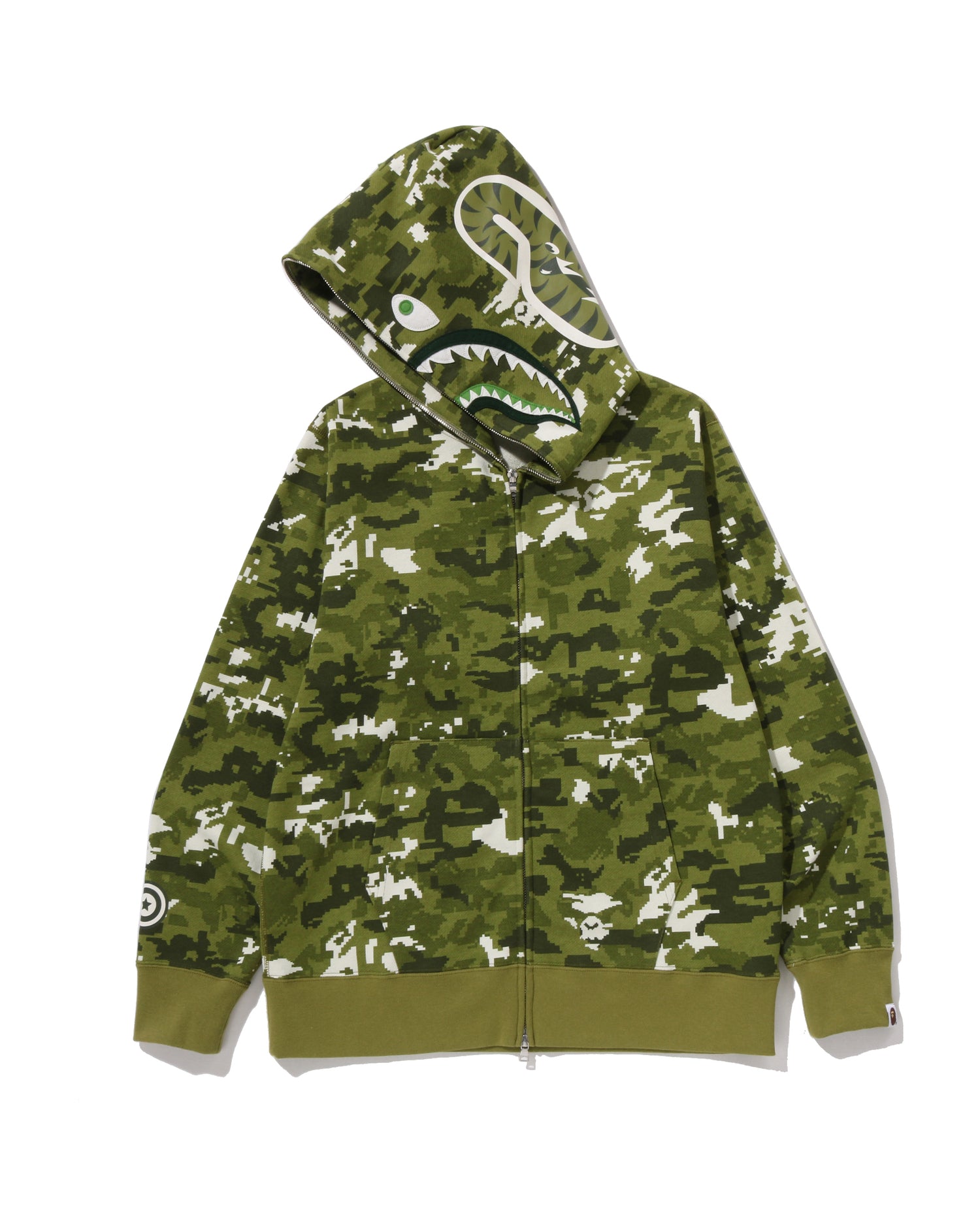 A BATHING APE® Multi Pixel Camo Shark Regular Fit Full Zip Hoodie