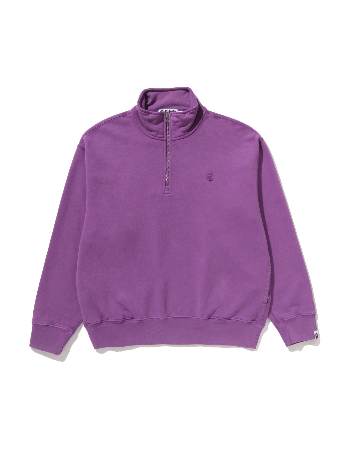 A BATHING APE® Garment Dye One Point Half Zip Relaxed Fit Crewneck
