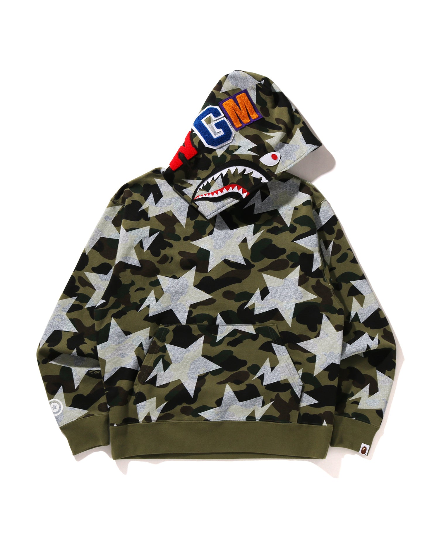 SHANK グレー フーディ　XXL A BATHING APE® STA Over Print 1st Camo Shark Cropped Fit Pullover