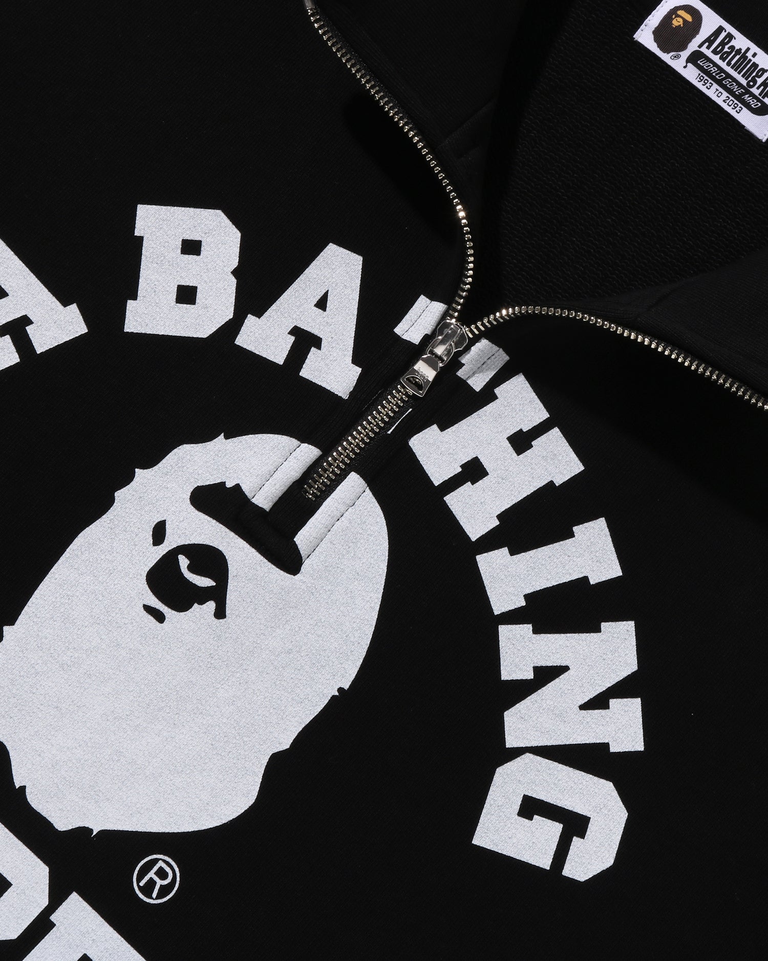 A BATHING APE® College Half Zip Relaxed Fit Crewneck Sweatshirt