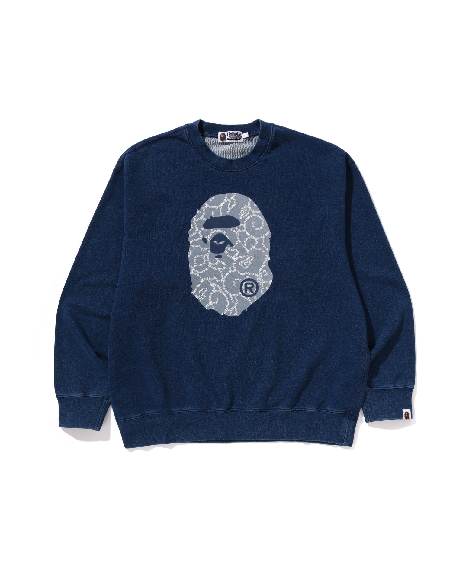A BATHING APE® Cloud Camo Ape Head Relaxed Fit Crewneck