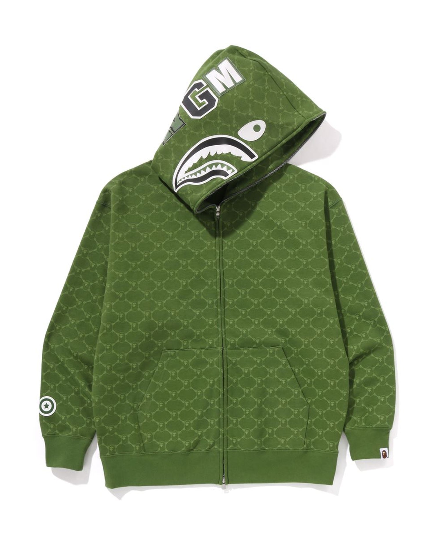 A BATHING APE® College Monogram Relaxed Fit Shark Full Zip