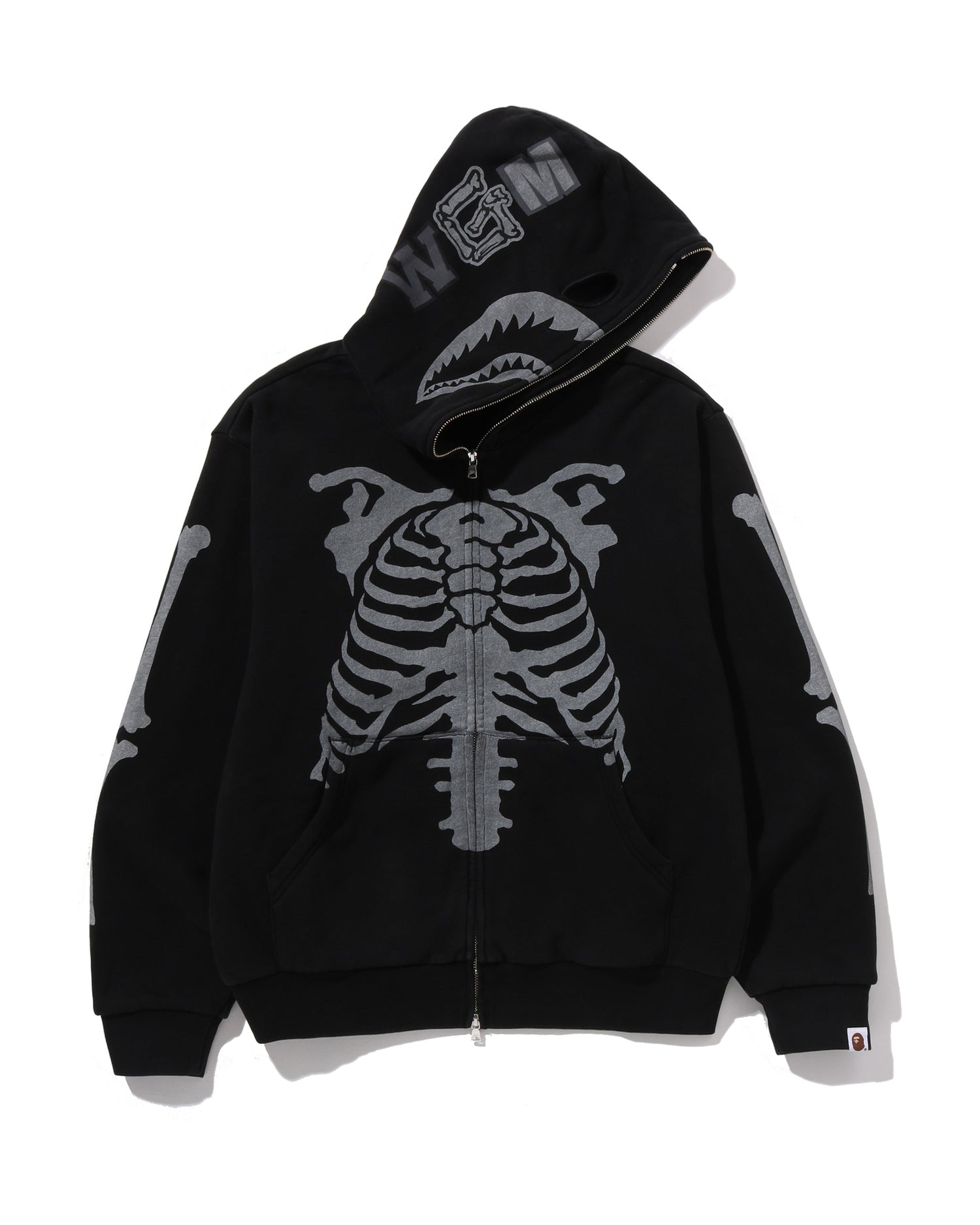 A BATHING APE® Skeleton Shark Heavy Washed Cropped Fit Full Zip