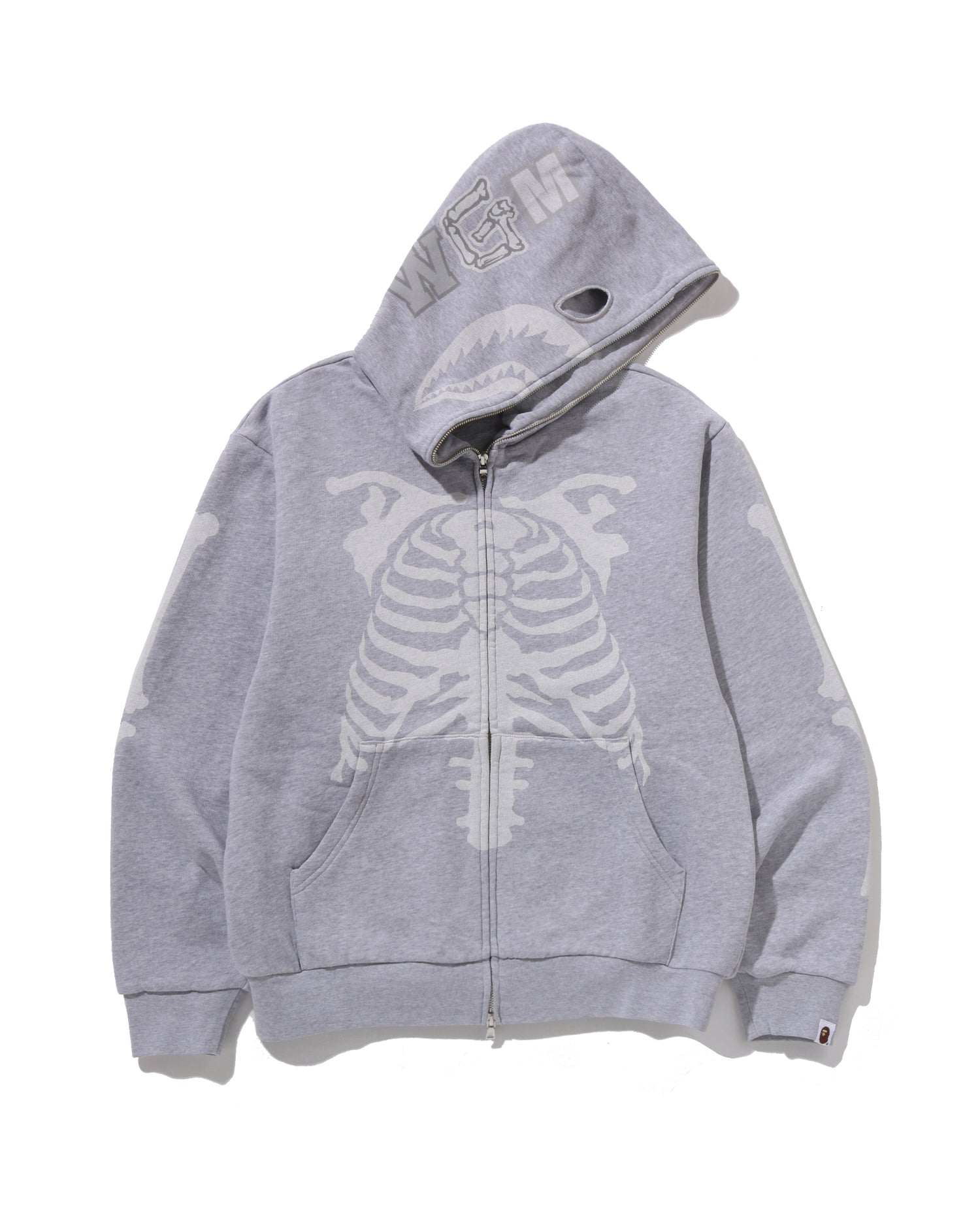 A BATHING APE® Skeleton Shark Heavy Washed Cropped Fit Full Zip
