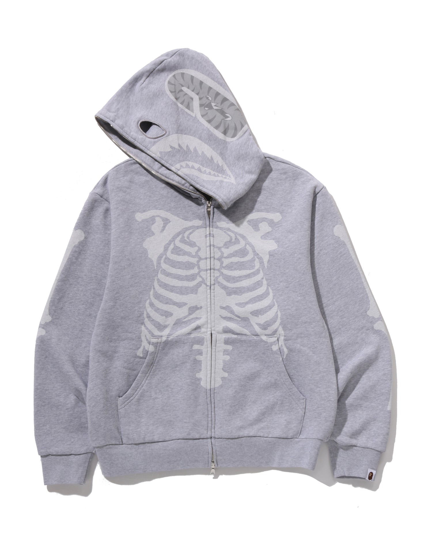 A BATHING APE® Skeleton Shark Heavy Washed Cropped Fit Full Zip