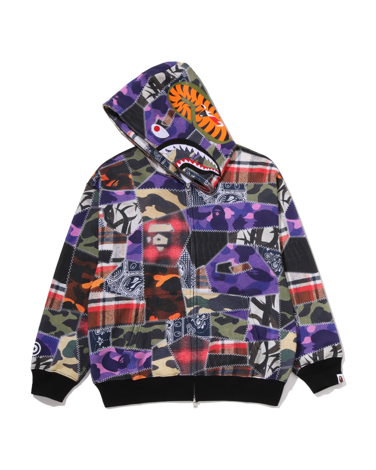 A BATHING APE® Crazy Patch Shark Full Zip Hoodie | Bape official