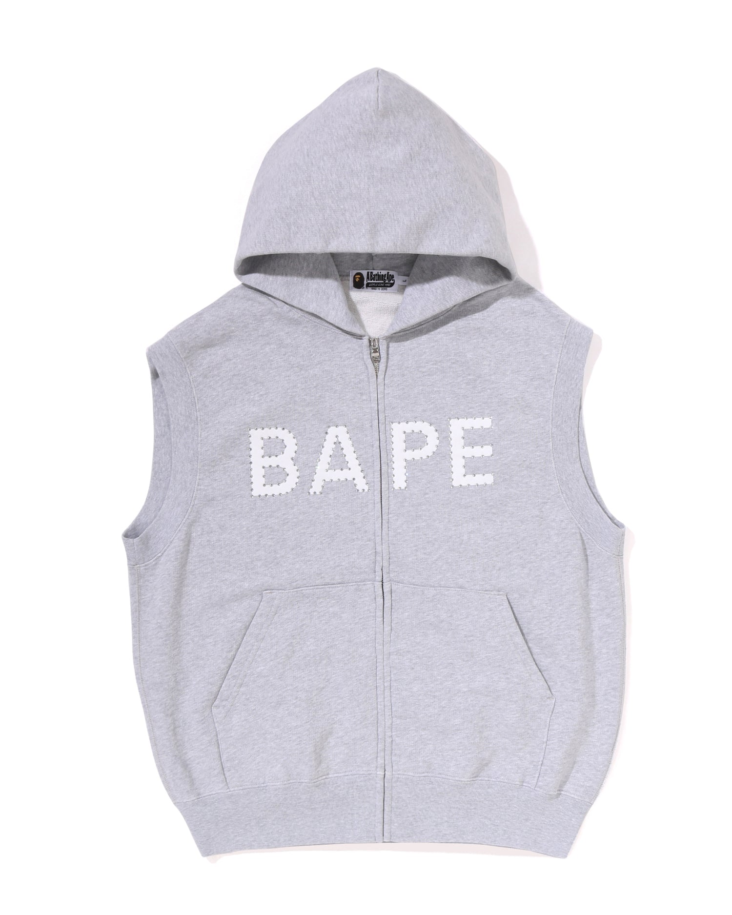 A BATHING APE® Heavy Washed Rhinestone Sleeveless Relaxed Fit Zip