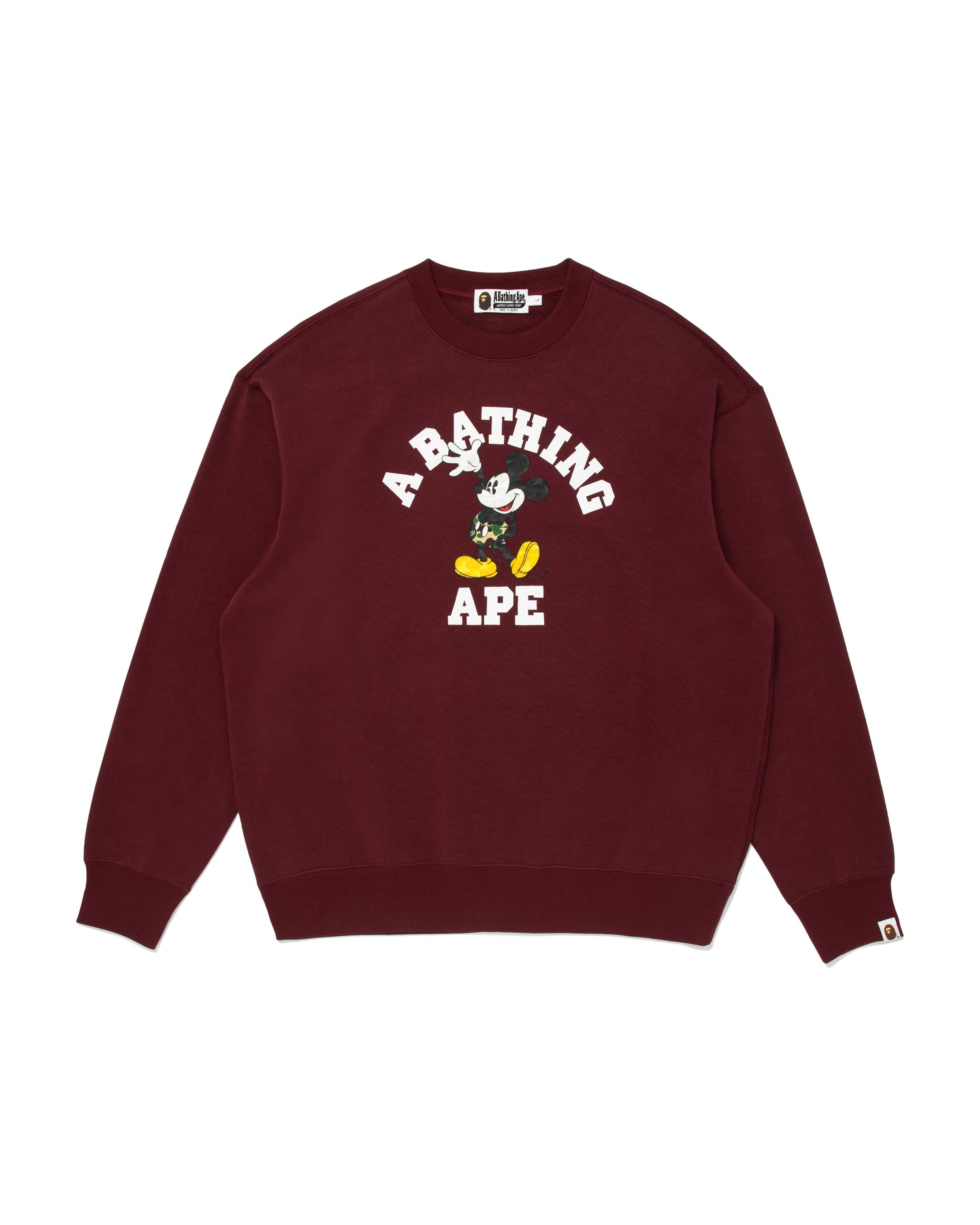 A BATHING APE® X Disney Mickey Mouse College Relaxed Fit Crewneck