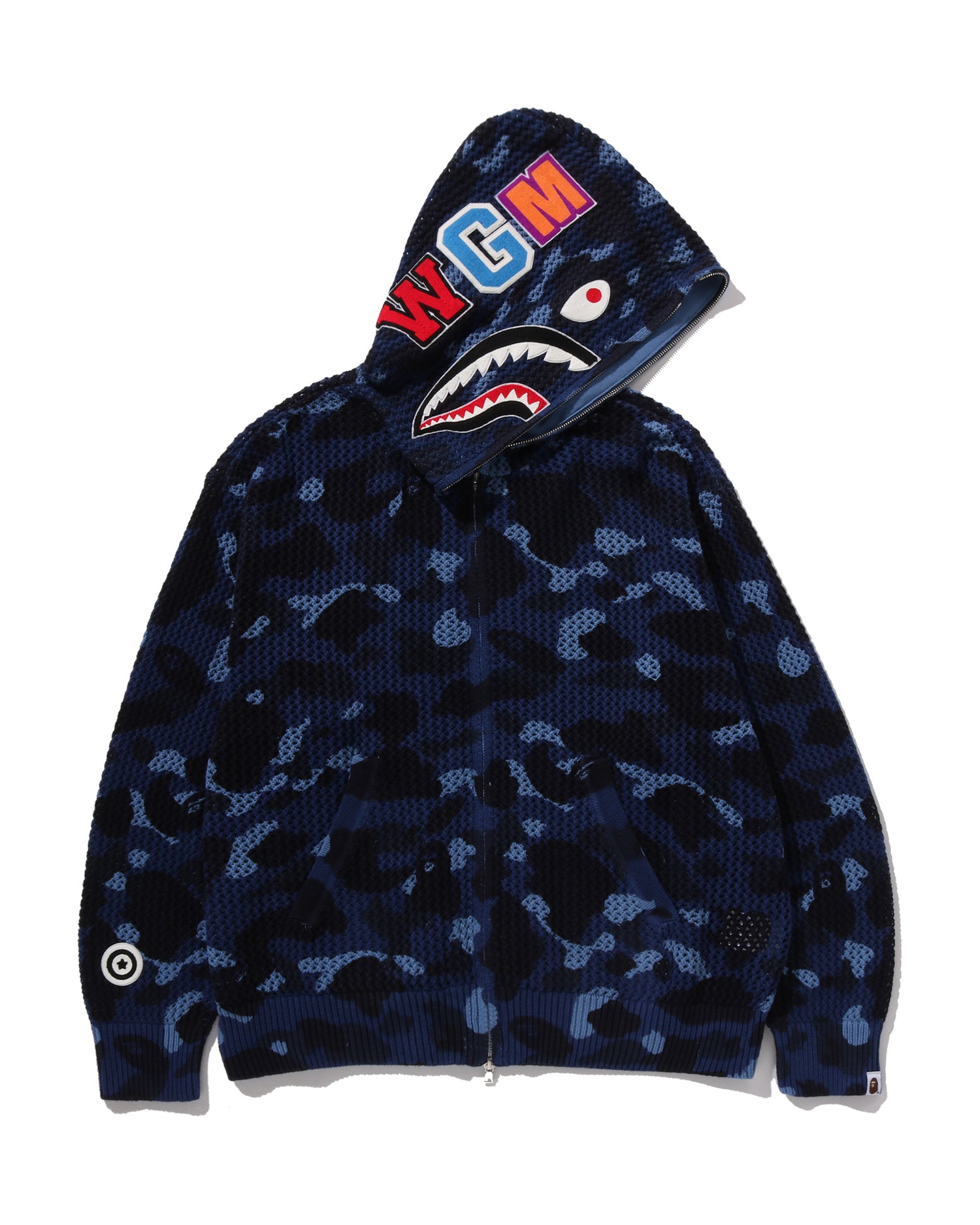 A BATHING APE® Color Camo Crochet Relaxed Fit Shark Full Zip