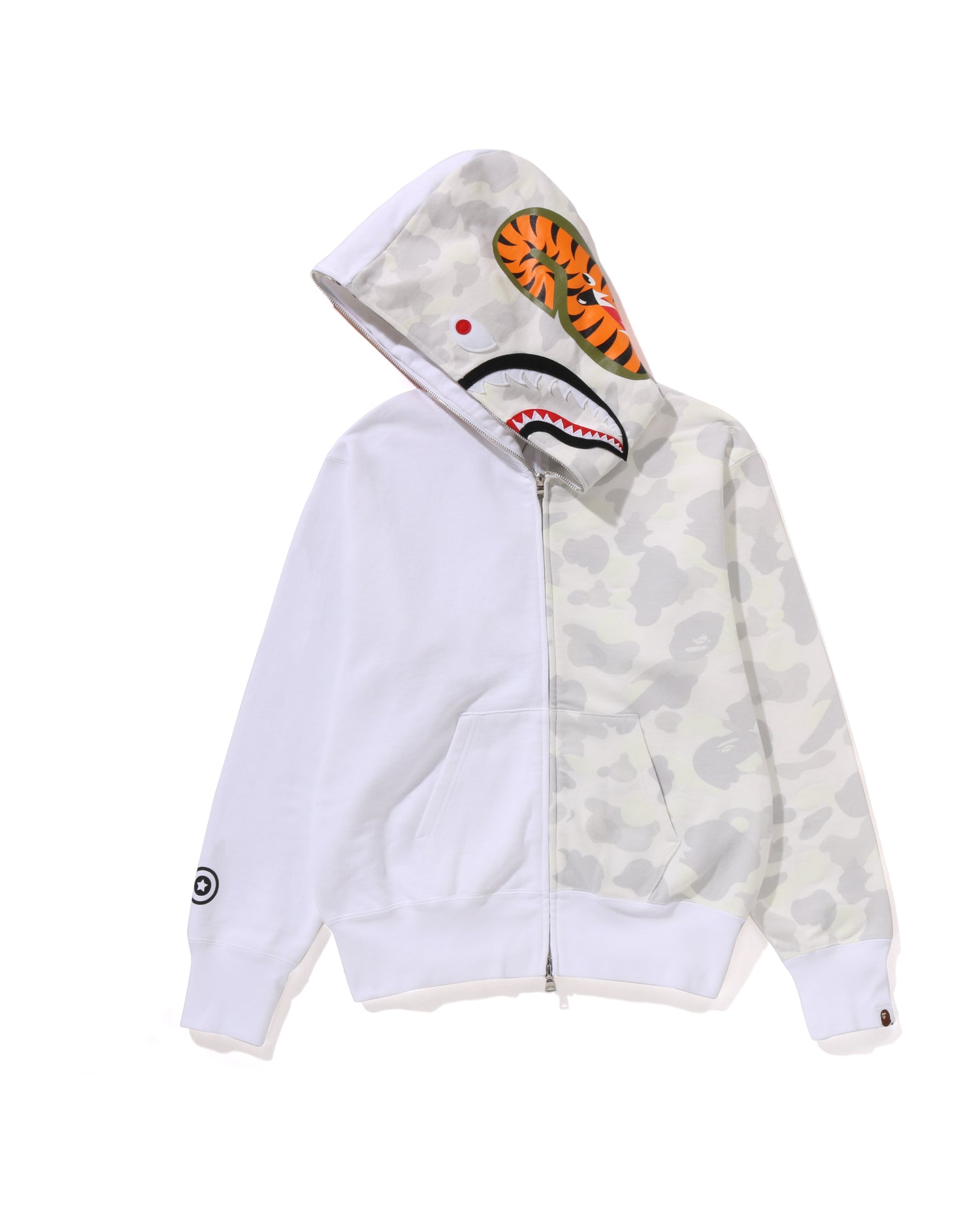 A BATHING APEレディースmarblecamosharkhoodie ABC CAMO CRYSTAL STONE SHARK CROPPED FULL ZIP HOODIE LADIES