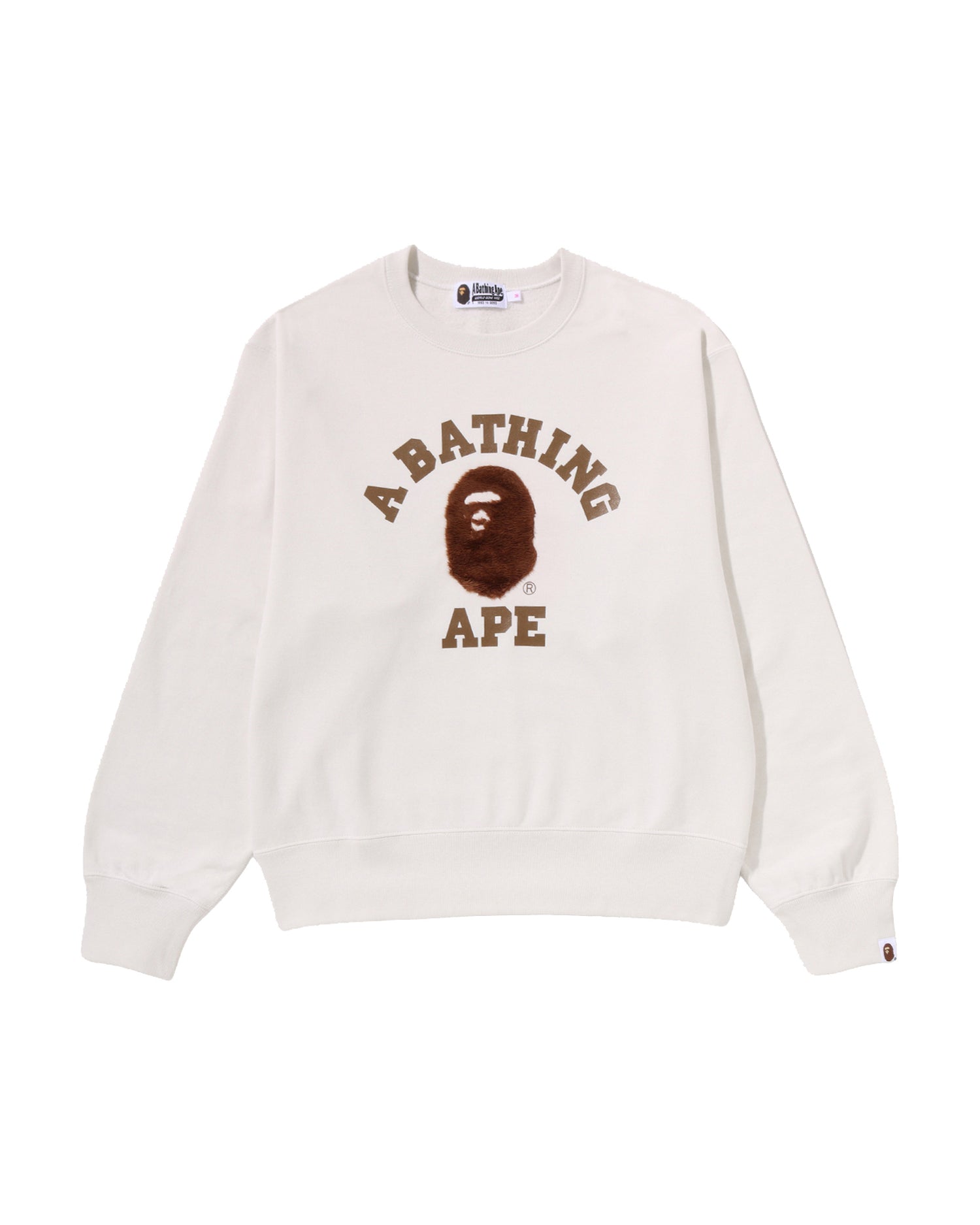 A BATHING APE® College Fur Patch Crewneck Sweatshirt | Bape