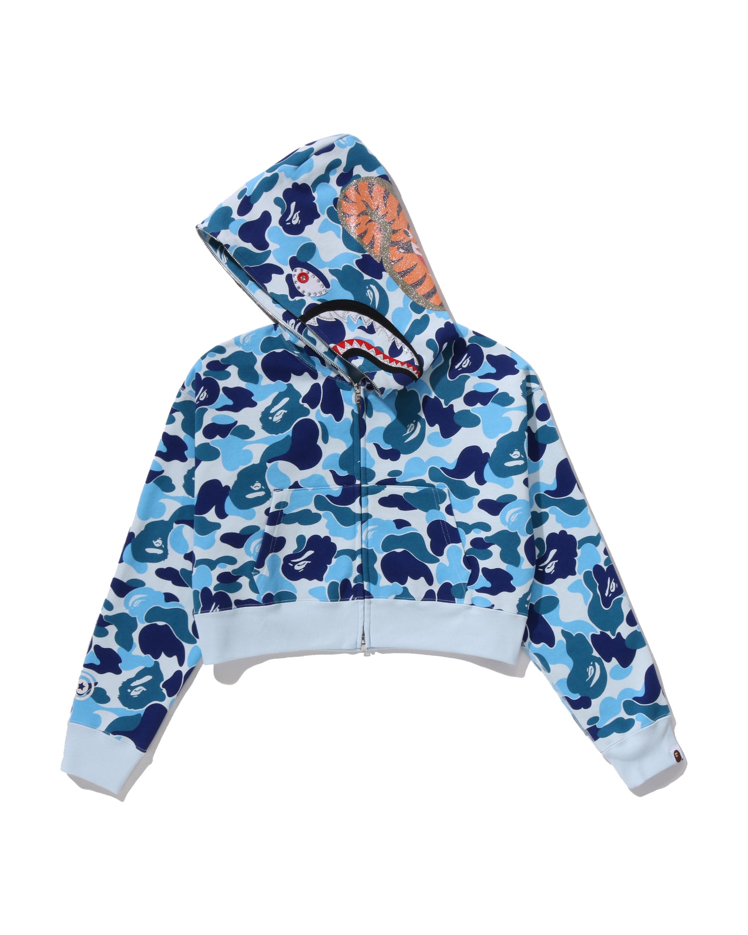 トップス A BATHING APE ABC CAMO CRYSTALSTONESHARK A BATHING APE® Abc Camo Crystal Stone Shark Cropped Full Zip
