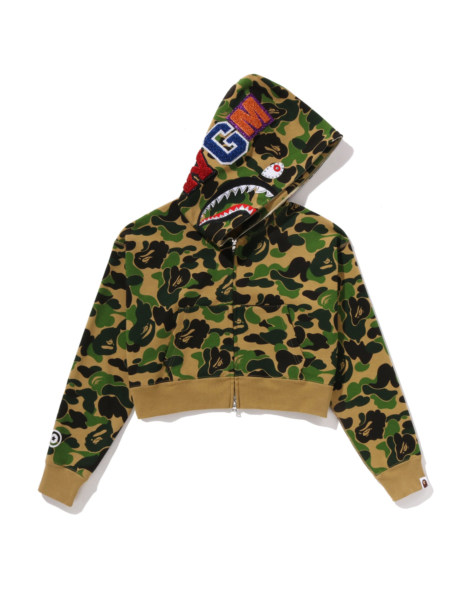 A BATHING APE® Abc Camo Crystal Stone Shark Cropped Full Zip