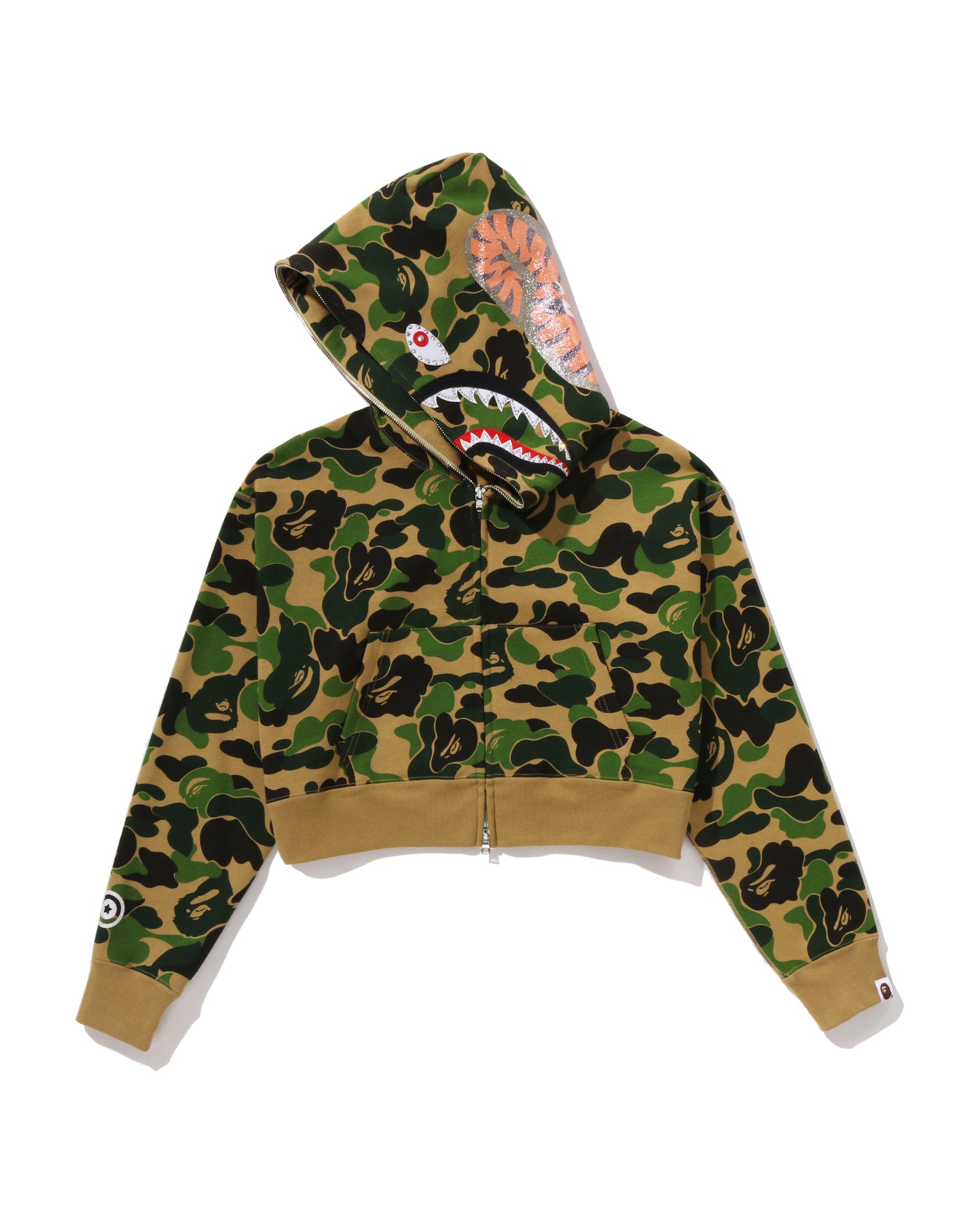 A BATHING APE® Abc Camo Crystal Stone Shark Cropped Full Zip