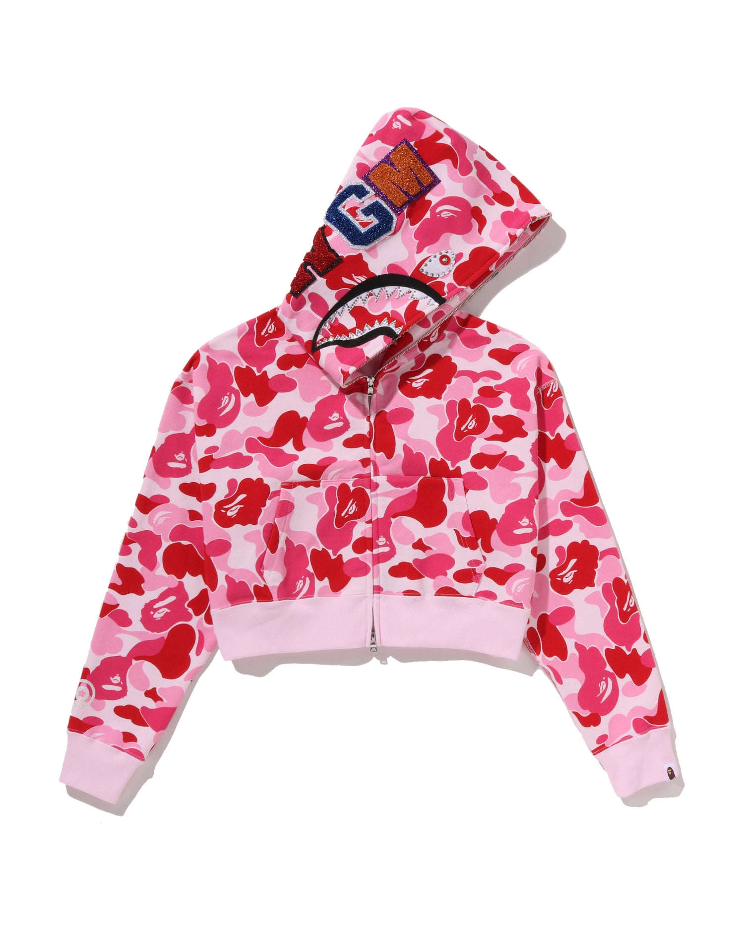 A BATHING APE® Abc Camo Crystal Stone Shark Cropped Full Zip