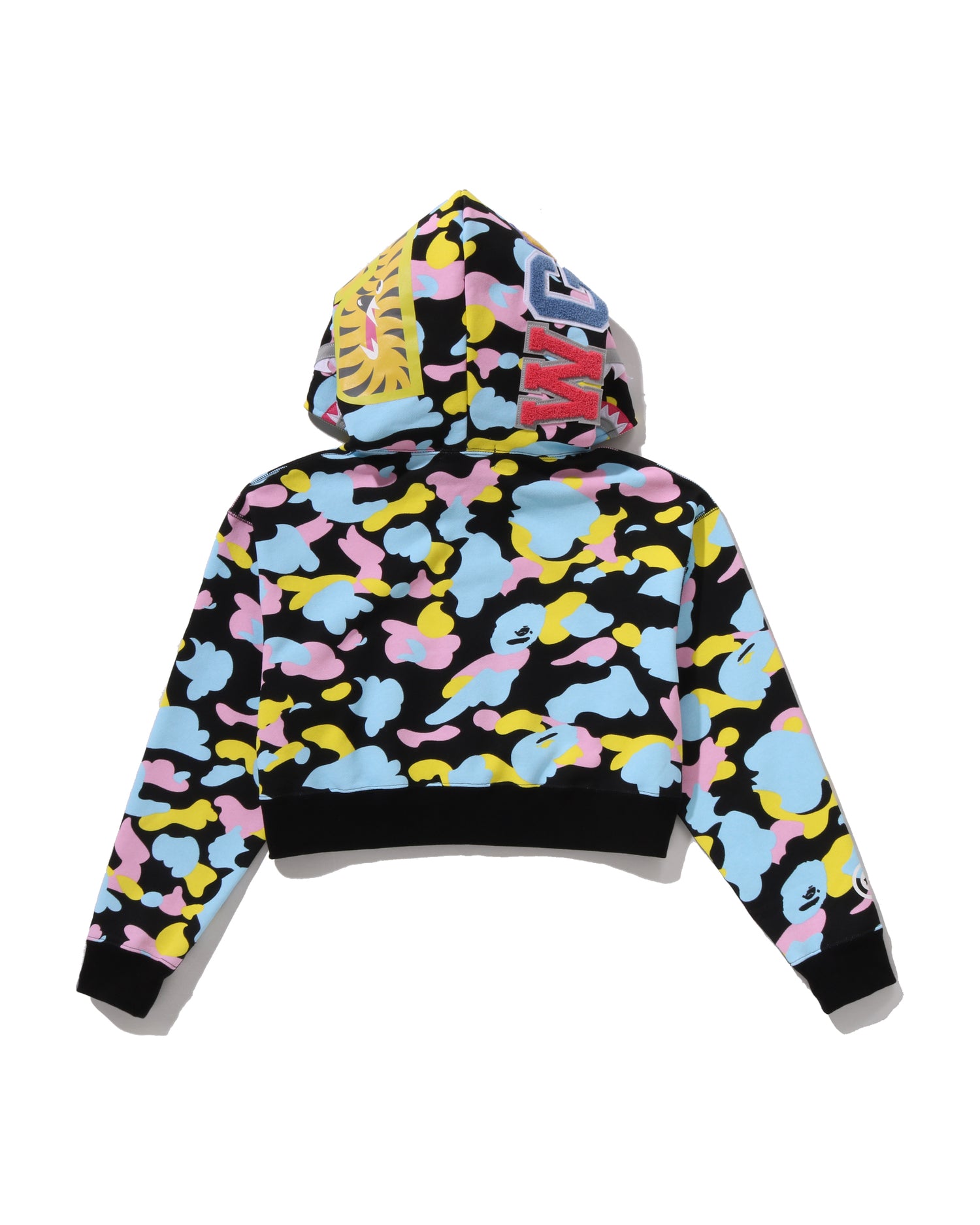 A BATHING APE® New Multi Camo Shark Cropped Full Zip Hoodie | Bape