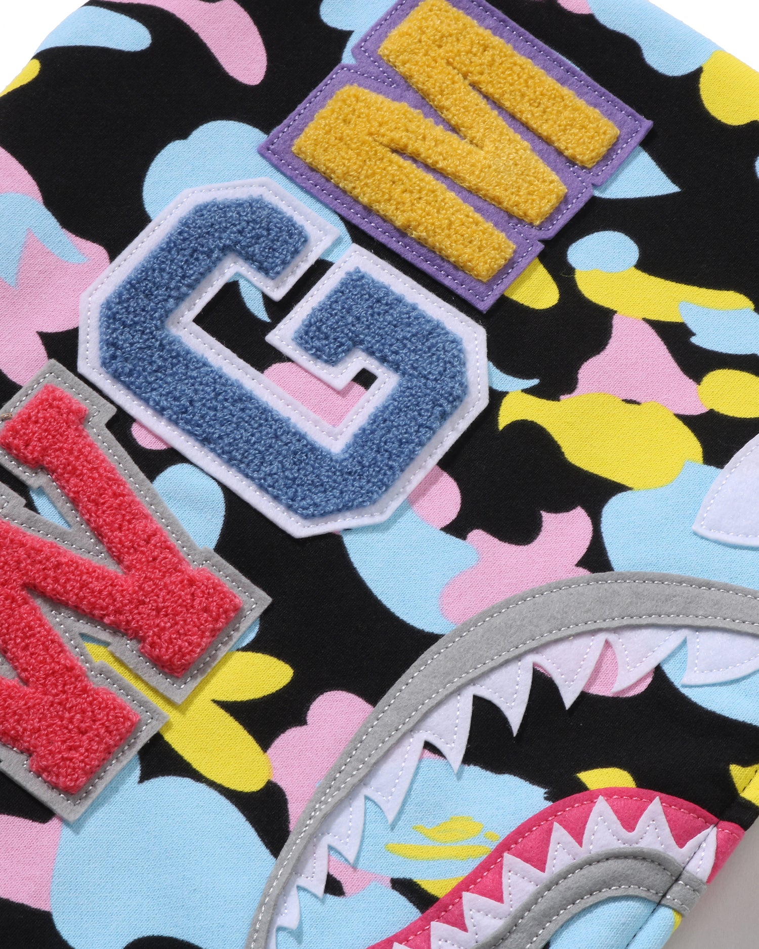 A BATHING APE® New Multi Camo Shark Cropped Full Zip Hoodie | Bape