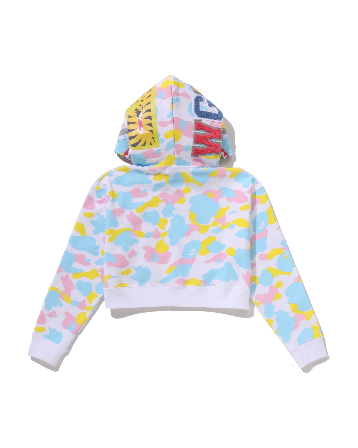 A BATHING APE® New Multi Camo Shark Cropped Full Zip Hoodie | Bape