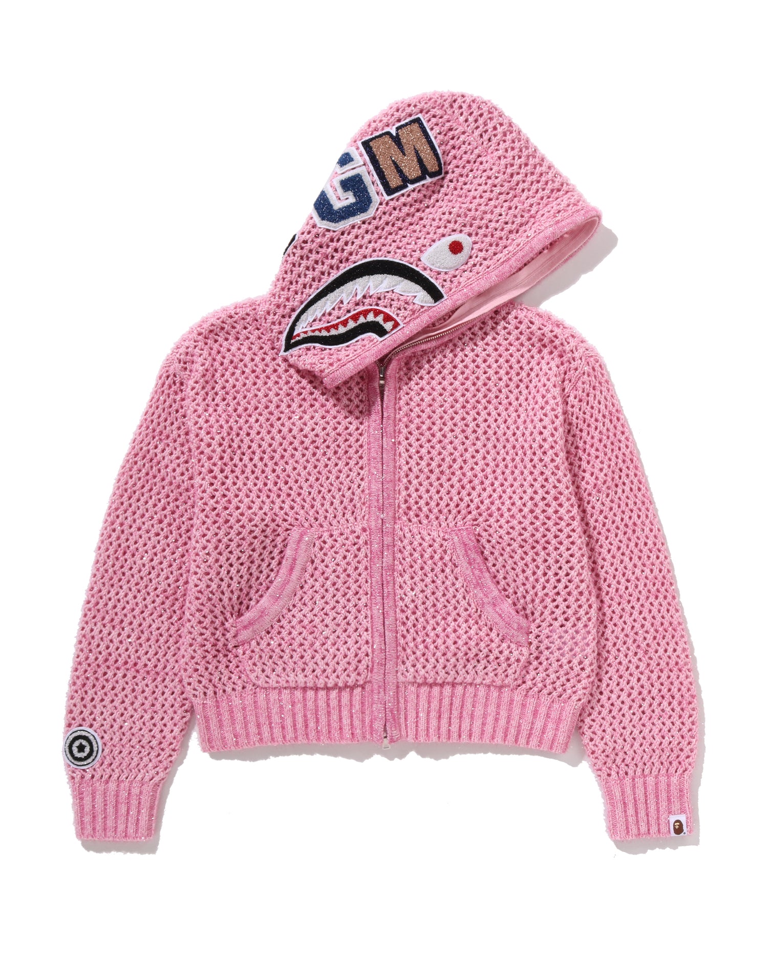 A BATHING APE® Metallic Crochet Shark Full Zip Hoodie | Bape