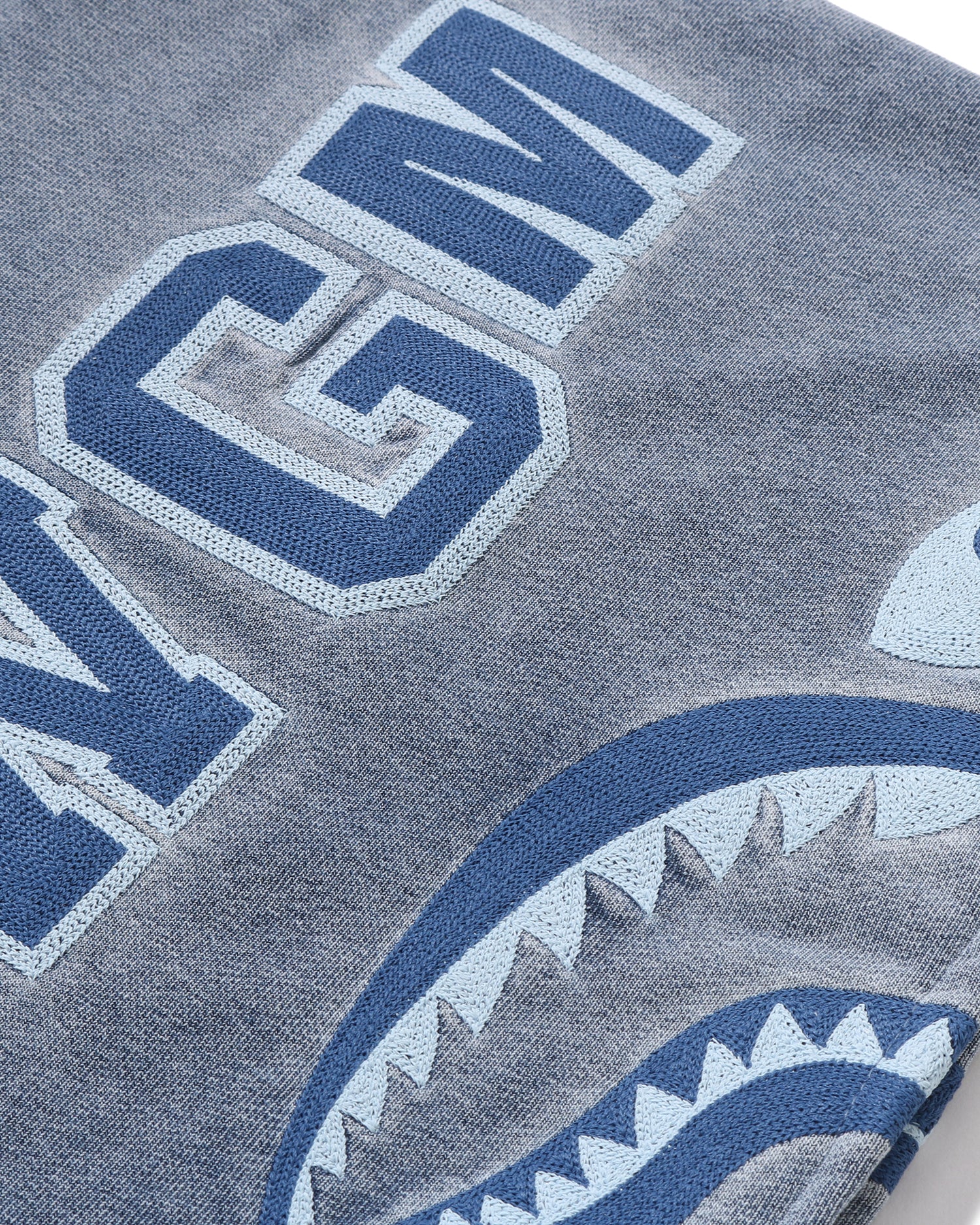A BATHING APE® Heavy Washed Indigo Shark Cropped Full Zip Hoodie