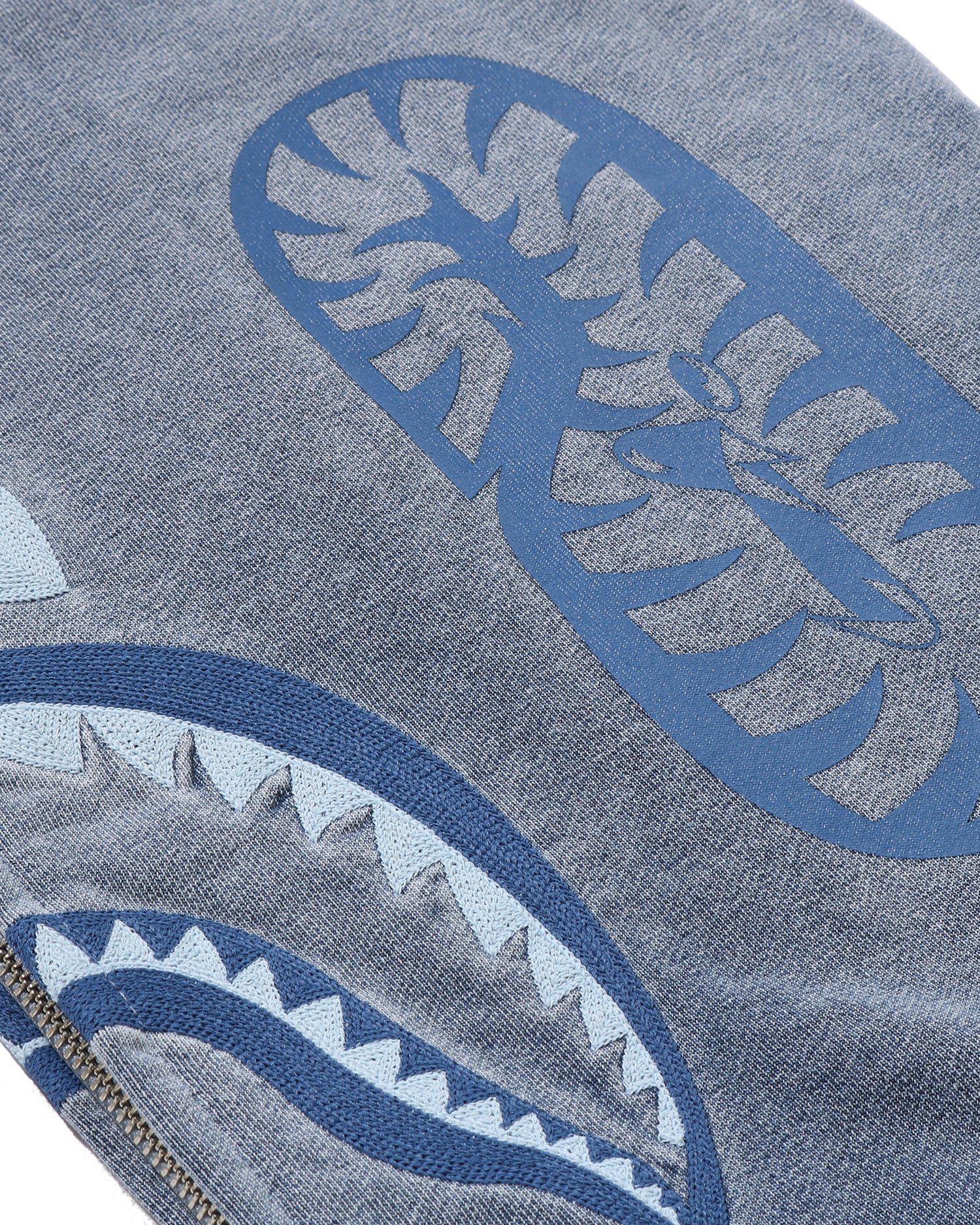A BATHING APE® Heavy Washed Indigo Shark Cropped Full Zip Hoodie