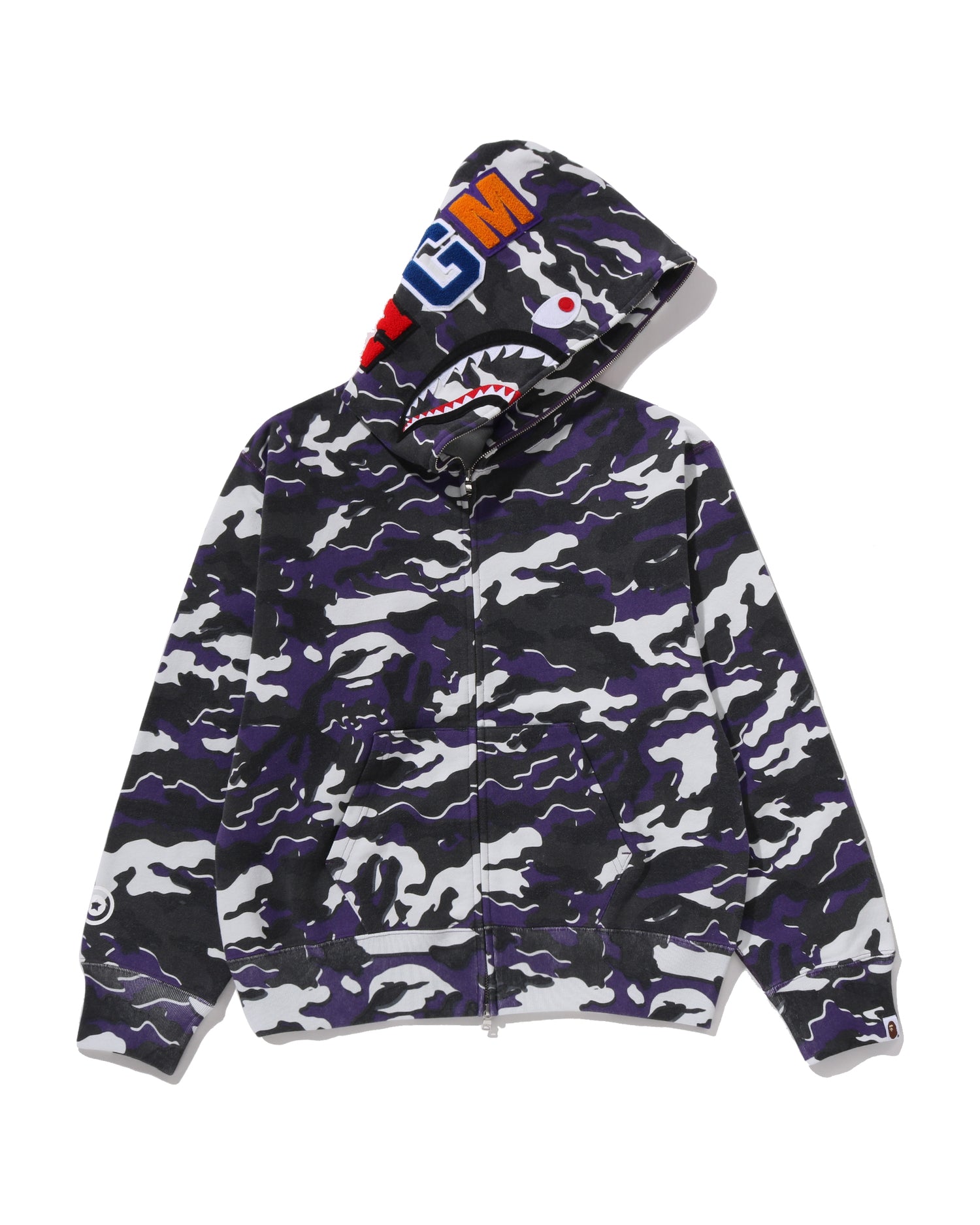 A BATHING APE® Glitch Woodland Camo Shark Full Zip Hoodie | Bape