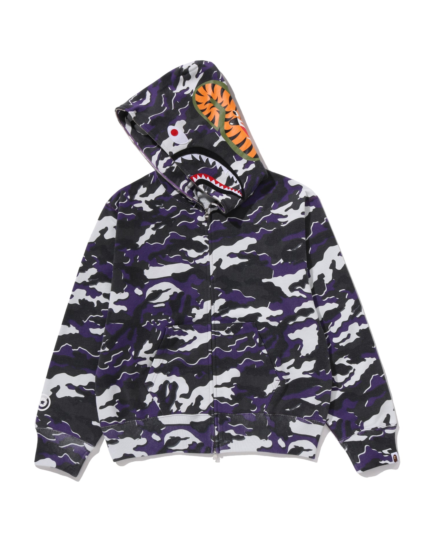 A BATHING APE® Glitch Woodland Camo Shark Full Zip Hoodie | Bape