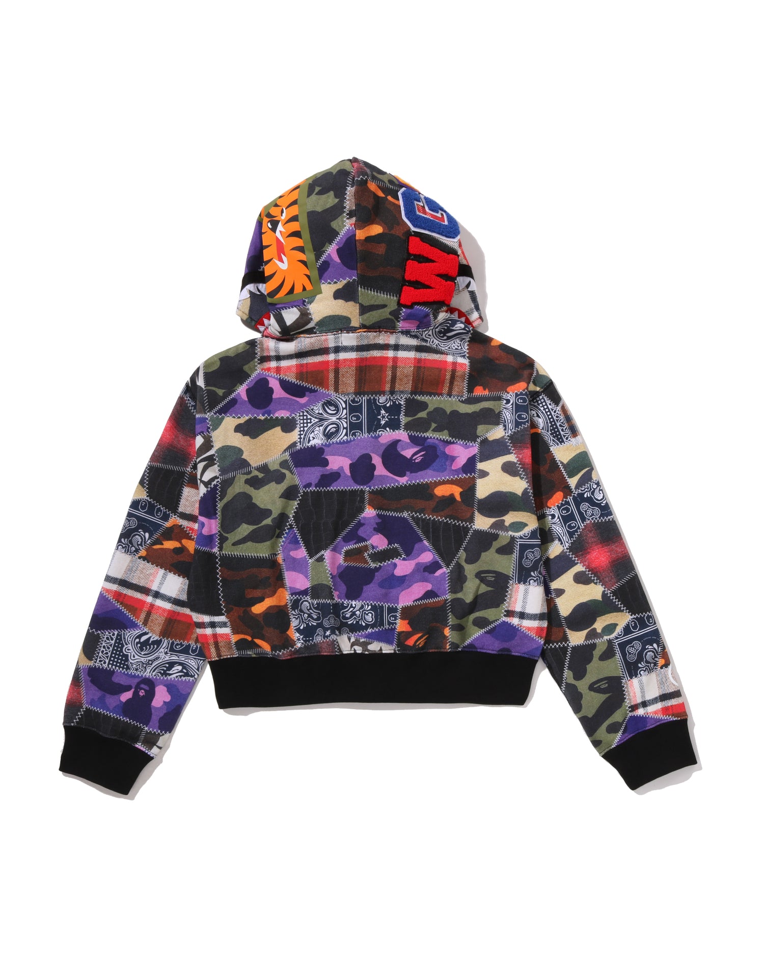 A BATHING APE® Crazy Patch Boxy Cropped Shark Full Zip Hoodie