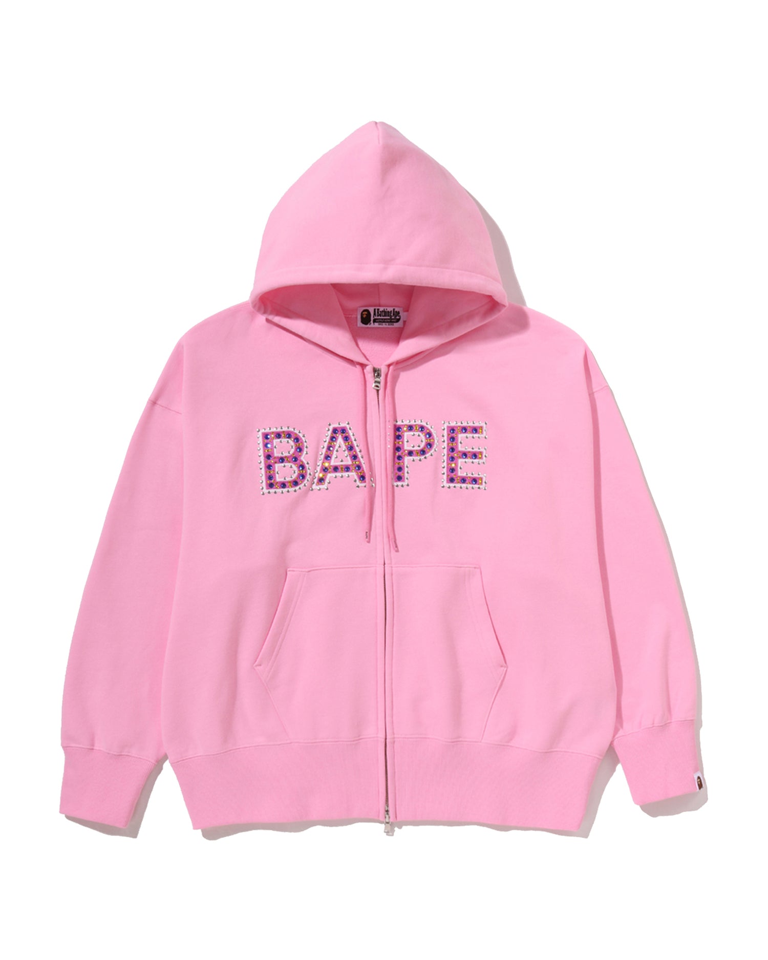 A BATHING APE® Bape Logo Crystal Stones Oversized Zip Hoodie