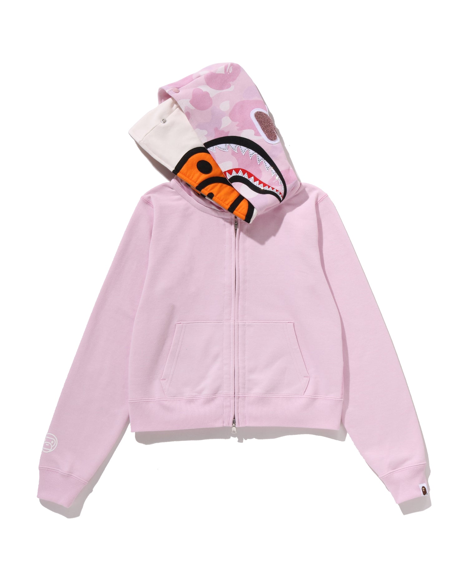 Ape Milo パーカー PINK M22 MILO SHARK CROPPED FULL ZIP DOUBLE HOODIE LADIES – eu.bape.com