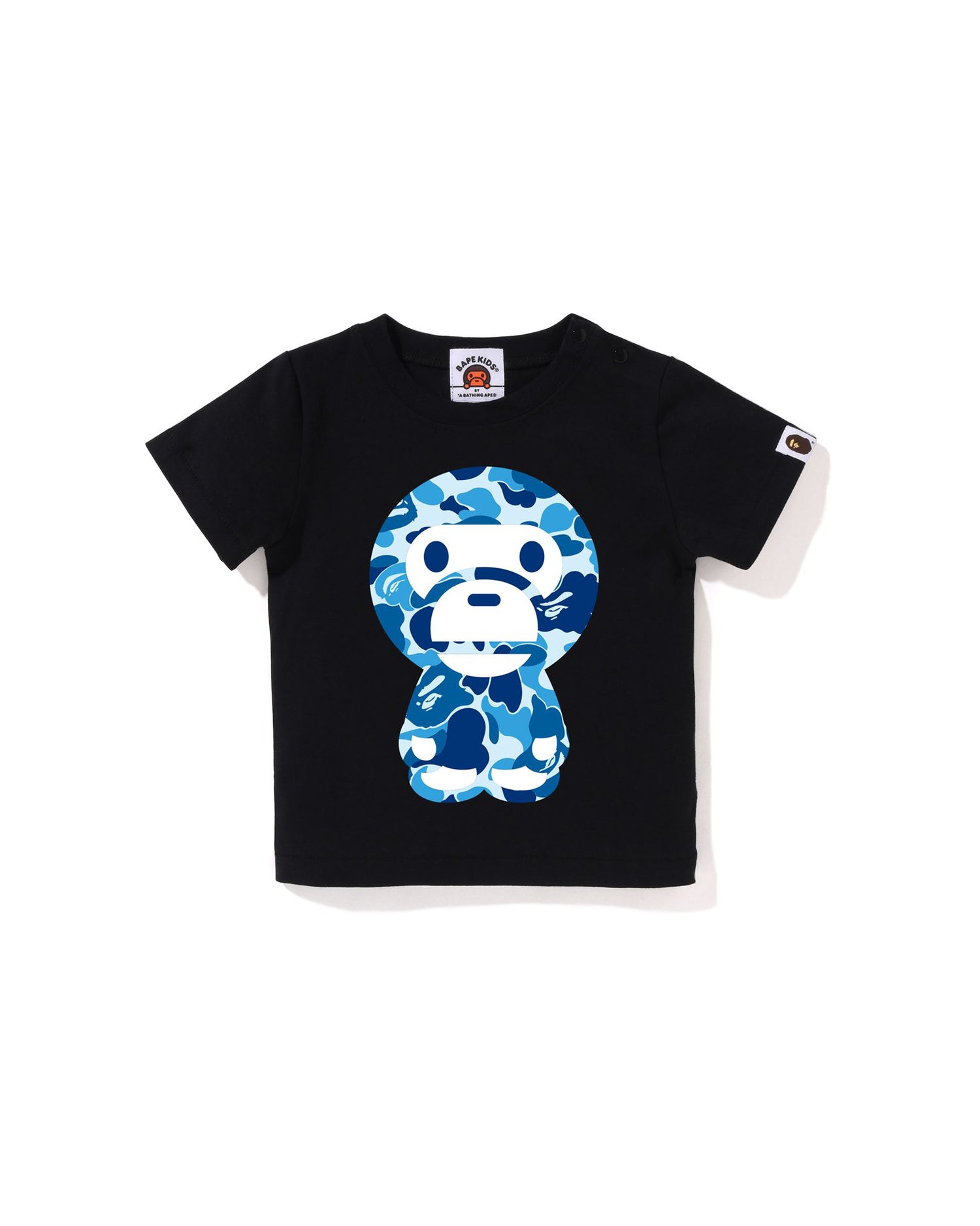 A BATHING APE アベイシングエイプ ABC CAMO BIG BABY MILO TEE クルーネック半袖Tシャツカットソー レディース ブラック/ブルー 002TEL202001L A BATHING APE® Babies Abc Camo Big Baby Milo Tee | Bape official