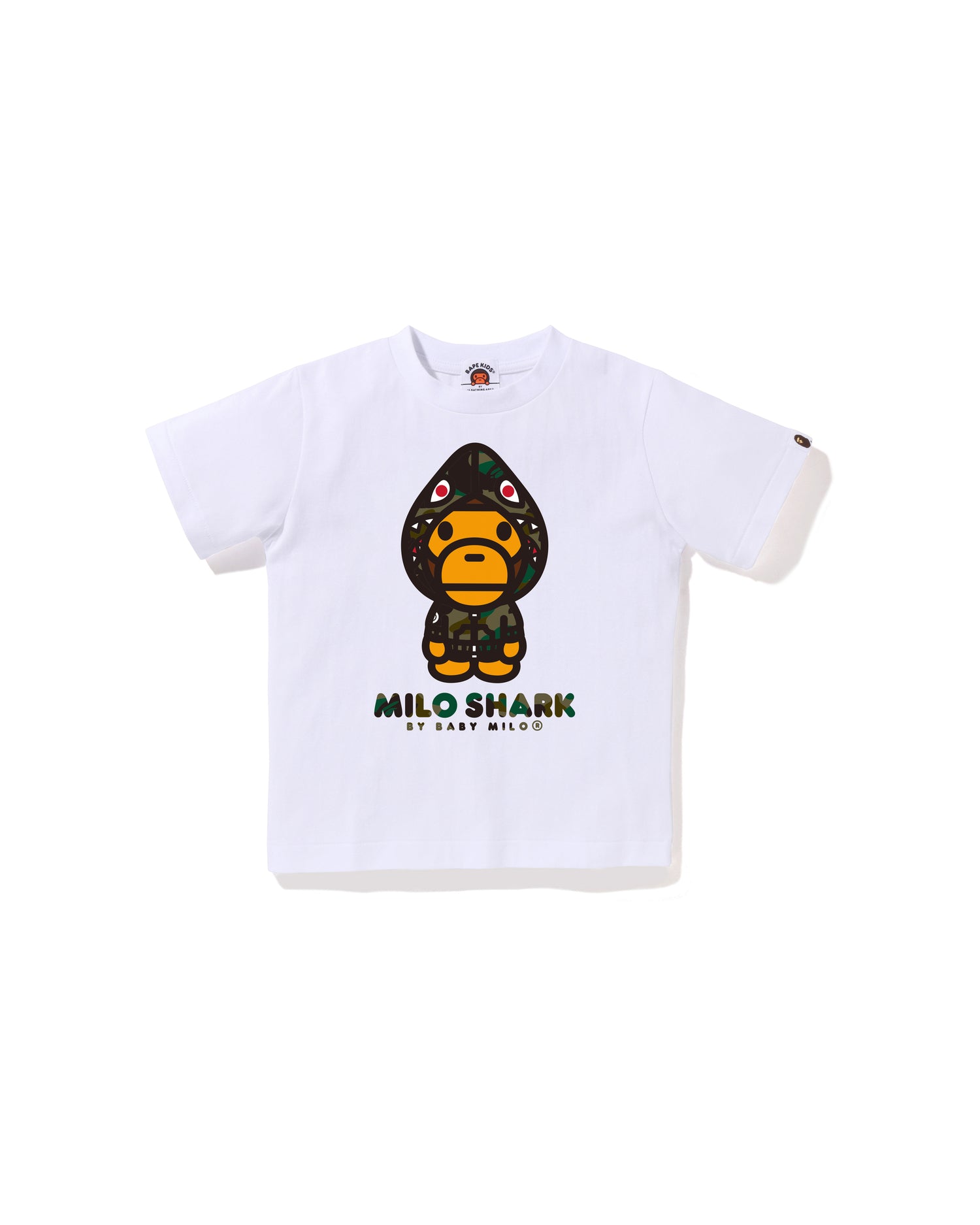 A BATHING APE® Kids 1st Camo Milo Shark Fzh Tee | Bape official