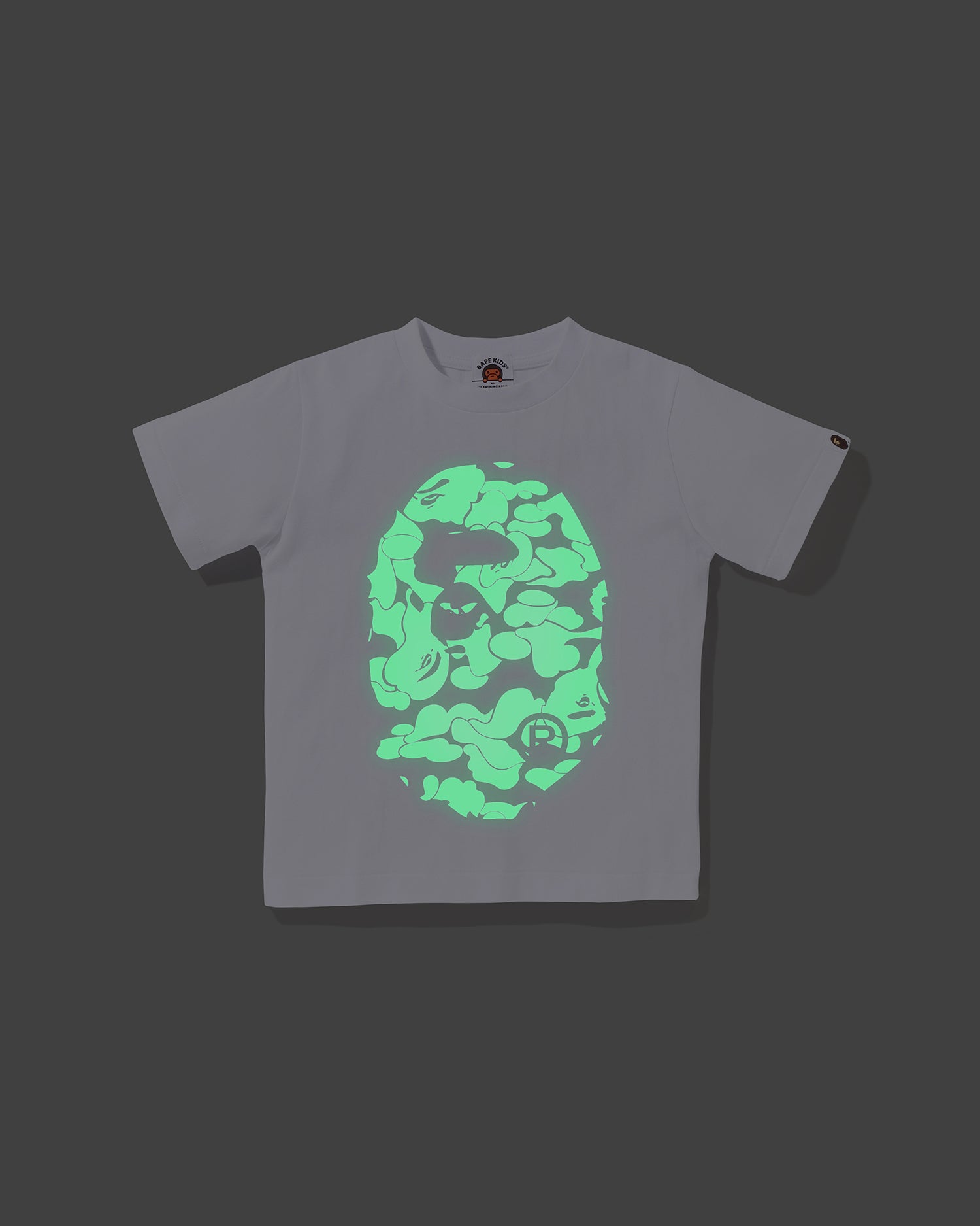 A BATHING APE® Kids Glow in the Dark Camo Big Ape Head Tee | Bape