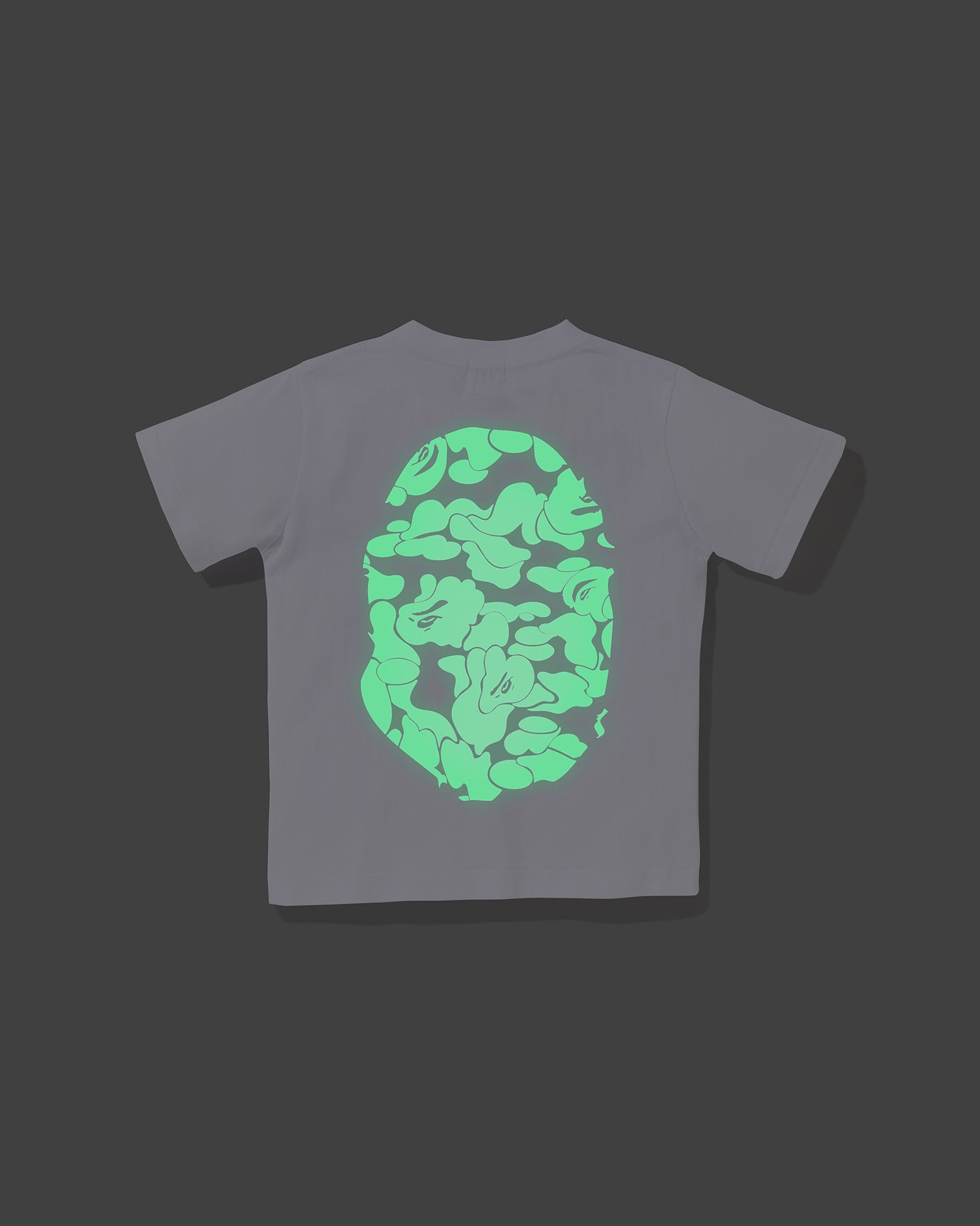 A BATHING APE® Kids Glow in the Dark Camo Big Ape Head Tee | Bape
