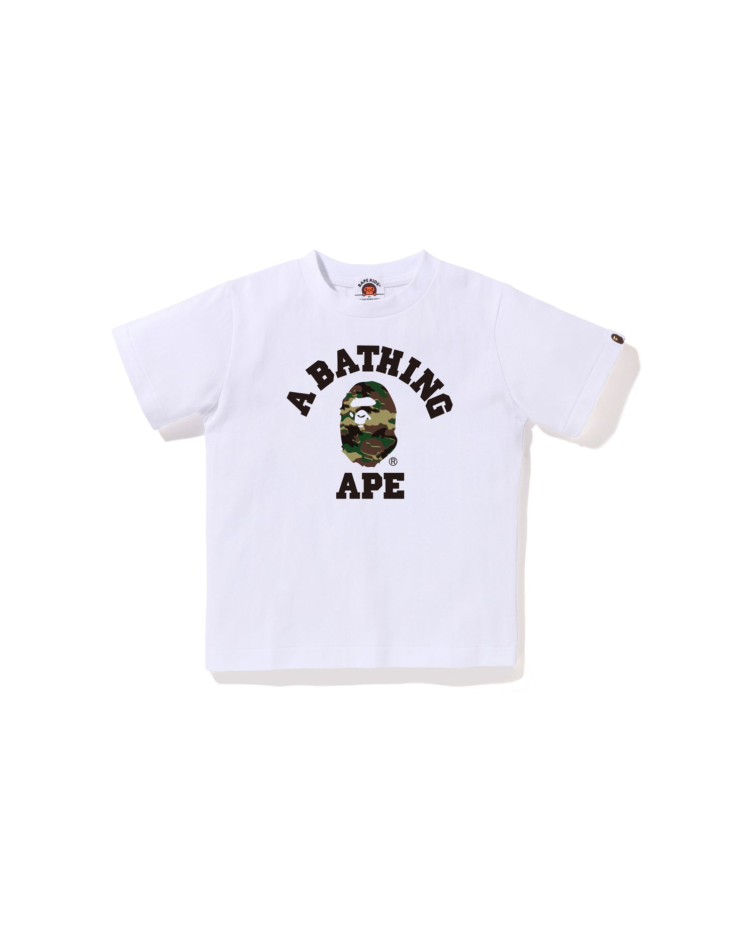 A BATHING APE® Kids Glitch Woodland Camo College Tee | Bape