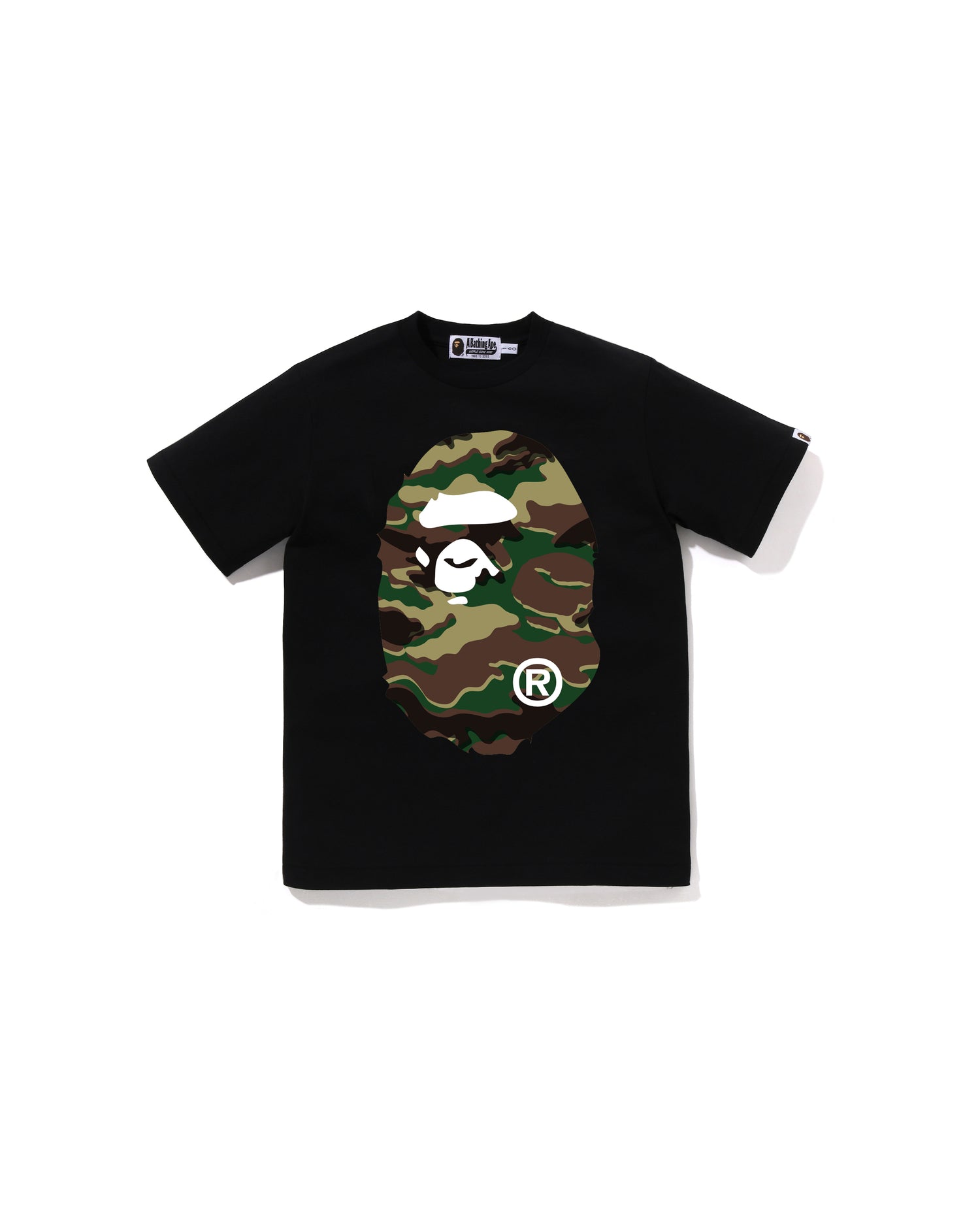 A BATHING APE® Kids Glitch Woodland Camo Big Ape Head Tee Jr