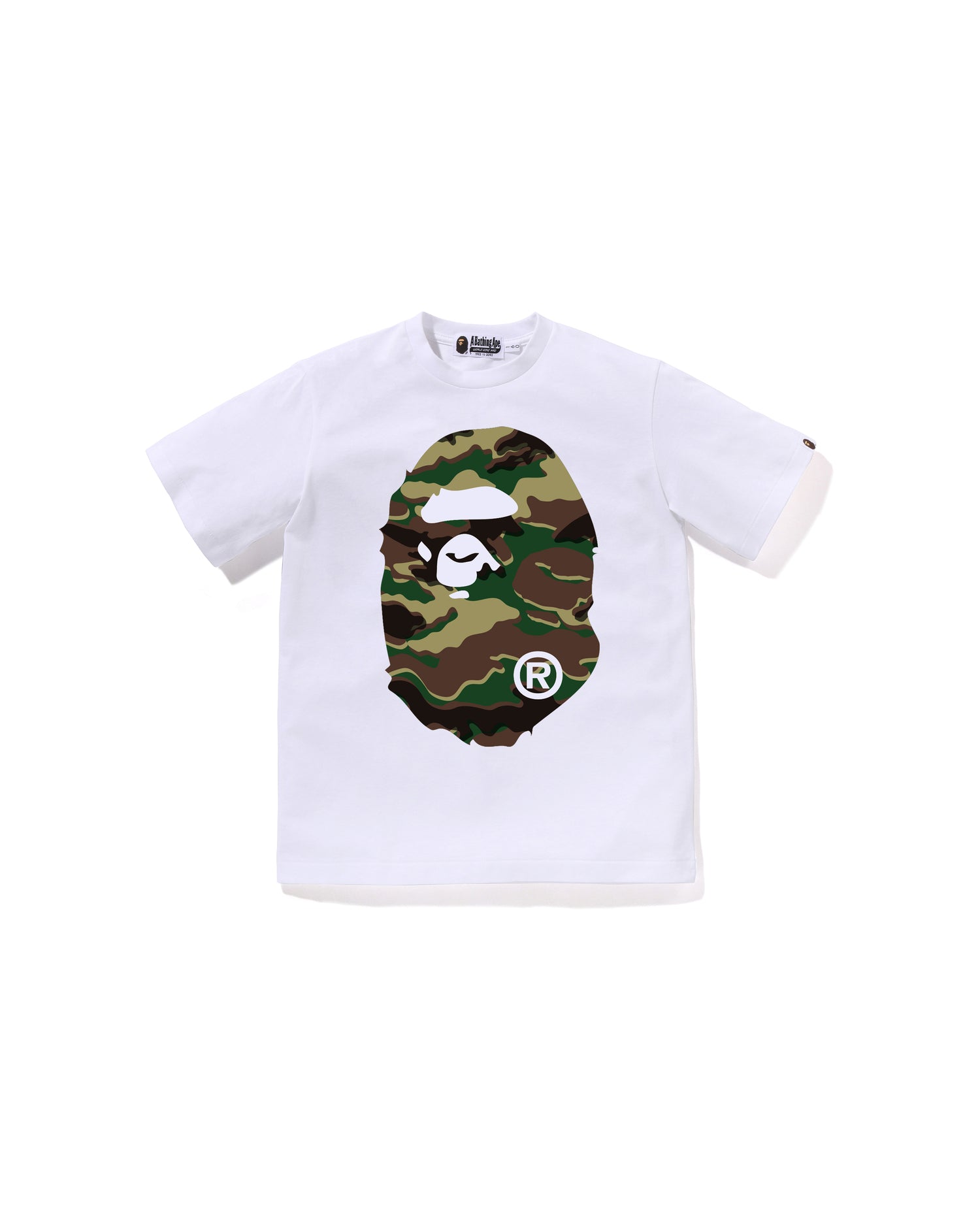 A BATHING APE® Kids Glitch Woodland Camo Big Ape Head Tee Jr